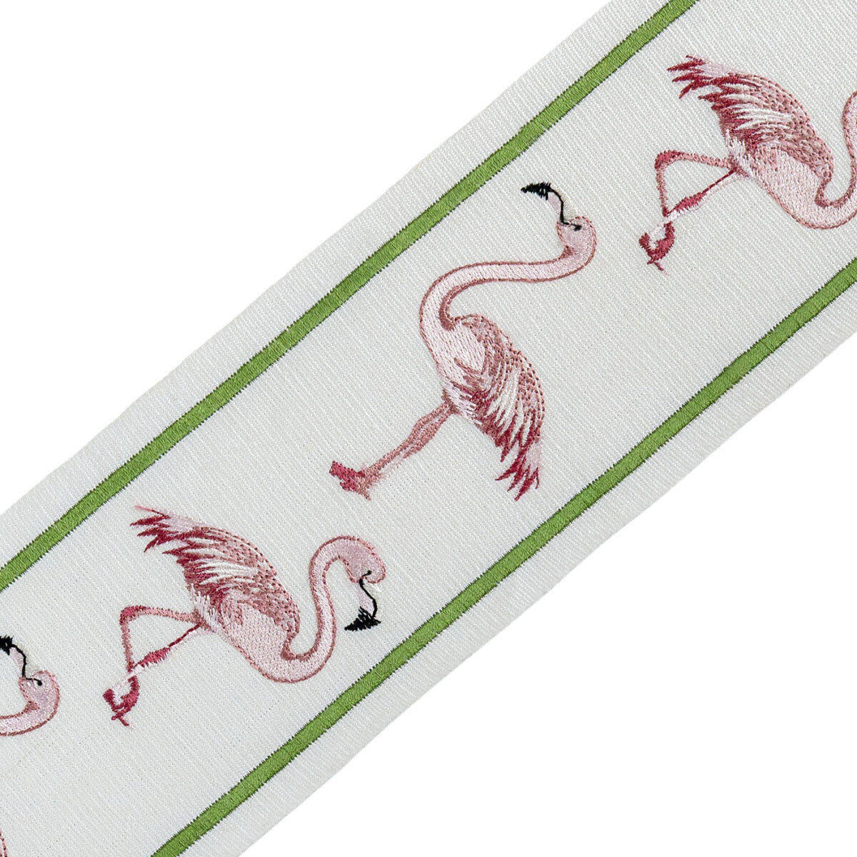 Flamingo Court Embroidered Border — Pink