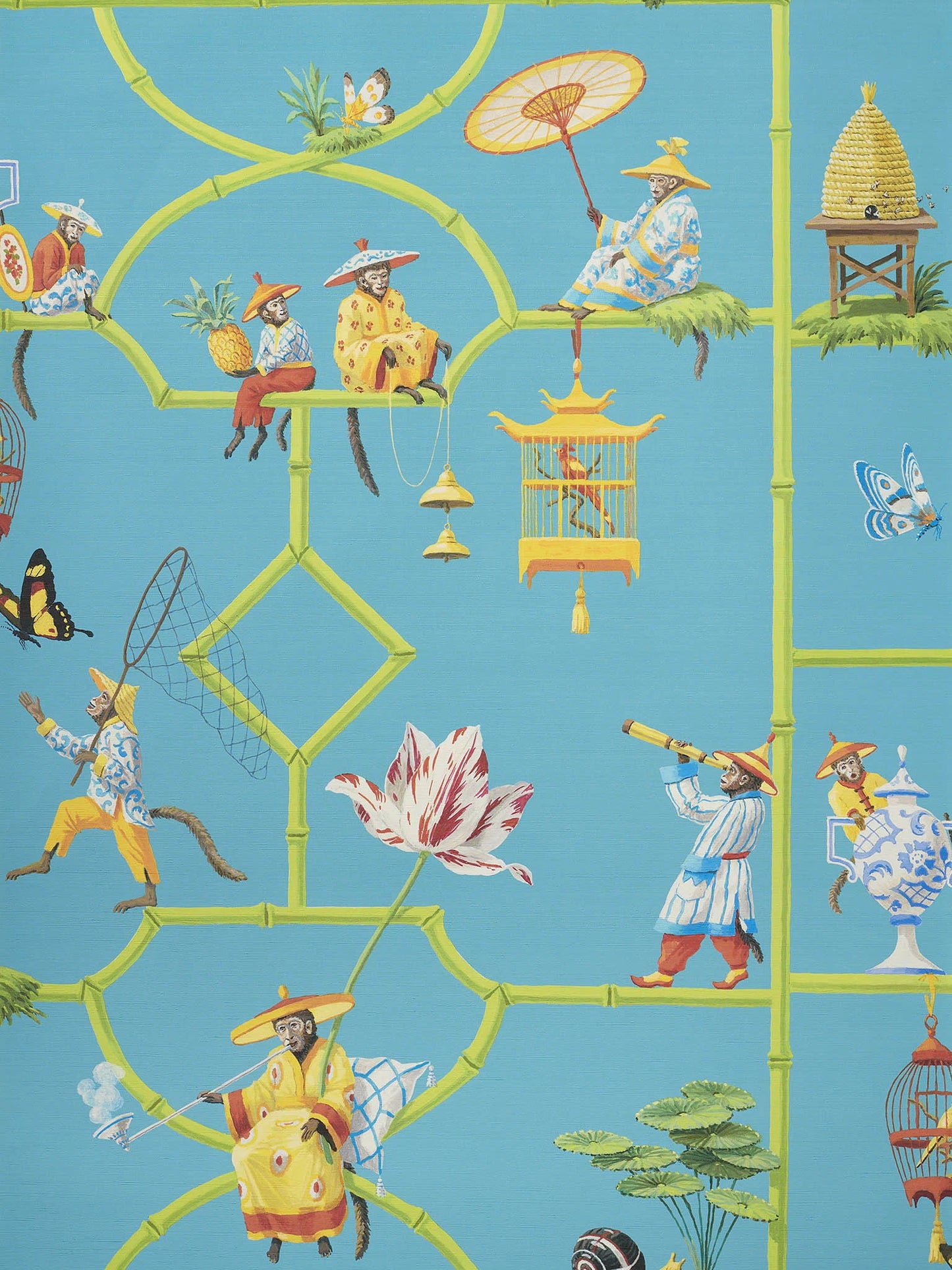 Pierre Frey Les Singes Savants - Turquois