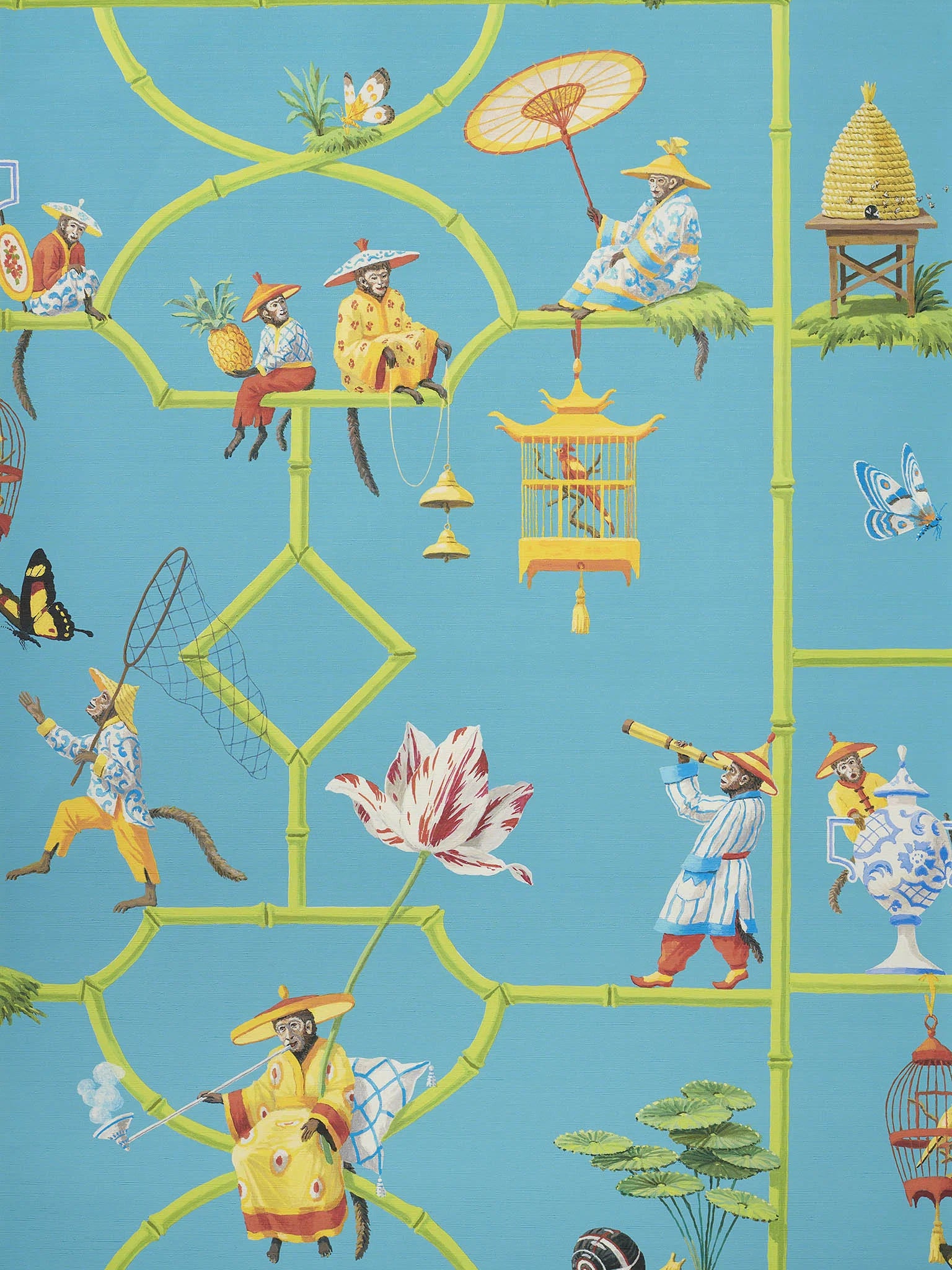 Pierre Frey Les Singes Savants - Turquois