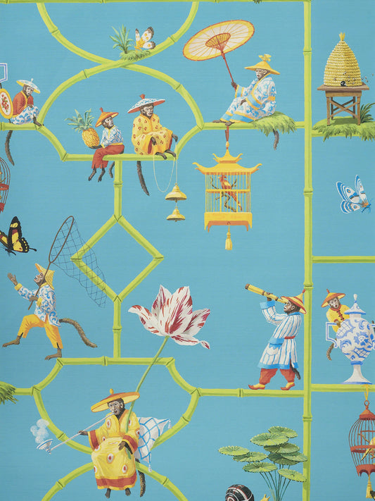 Pierre Frey Les Singes Savants - Turquois