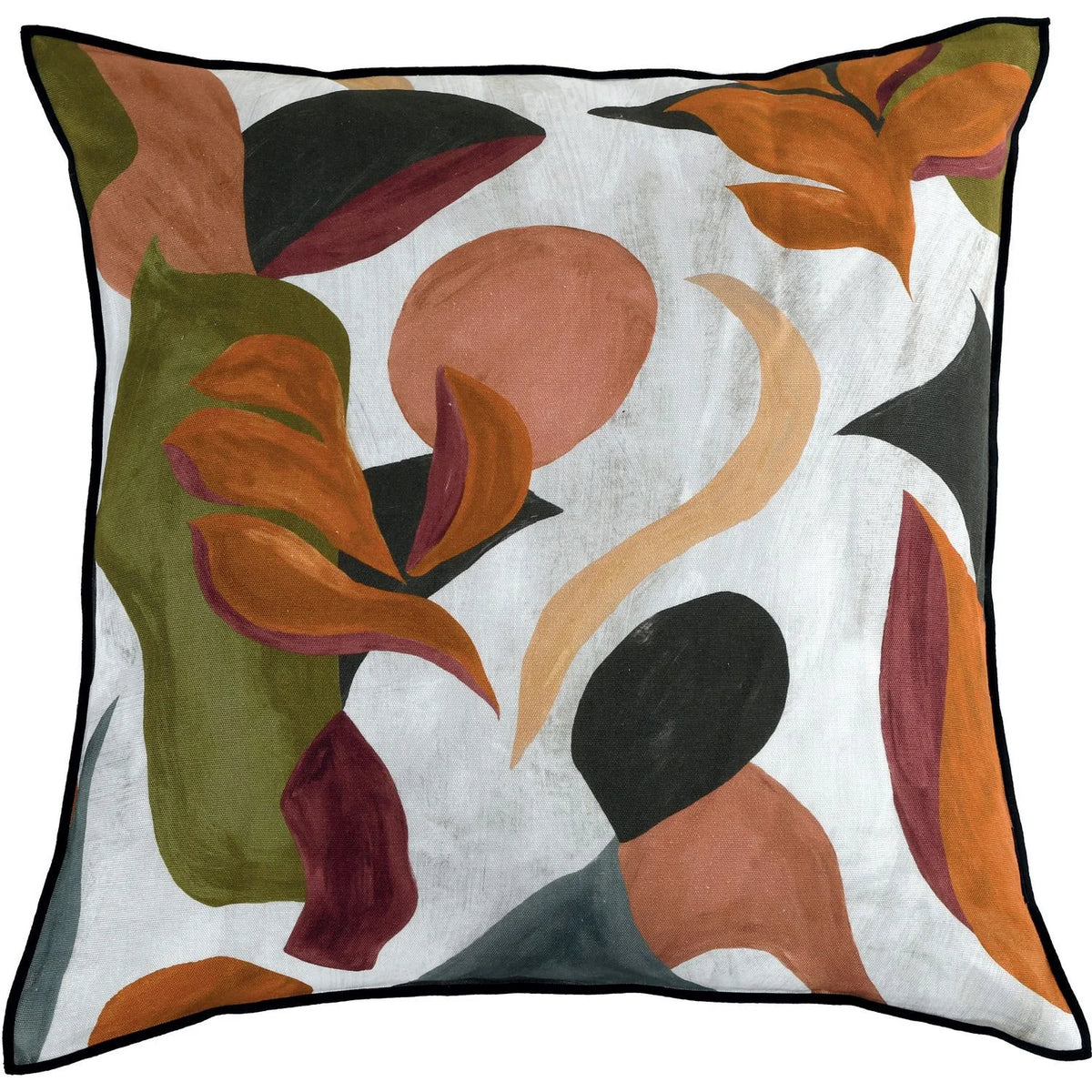 Casamance Air De Fête cushion cover — Kaki/Orange Brûlee