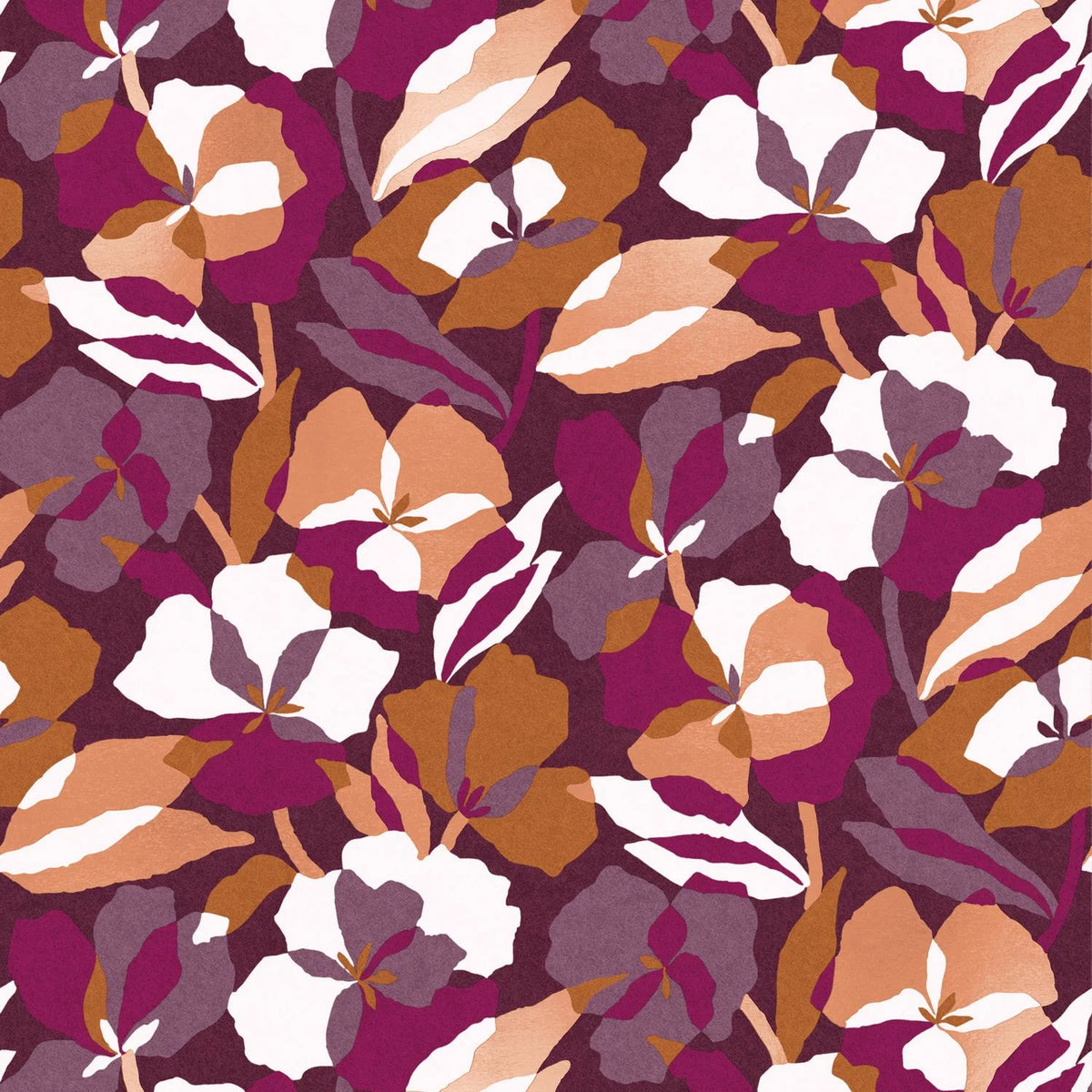 Casamance Amaryllis wallpaper — Pourpre/Ambre