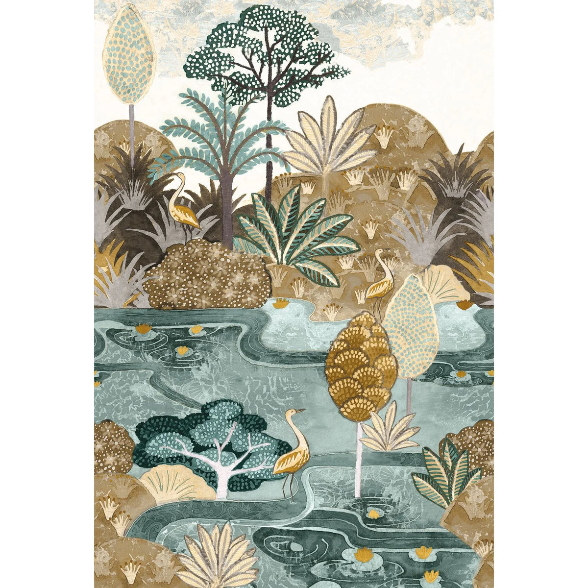 Casamance Aruba wallpanel — Celadon/Mordoré