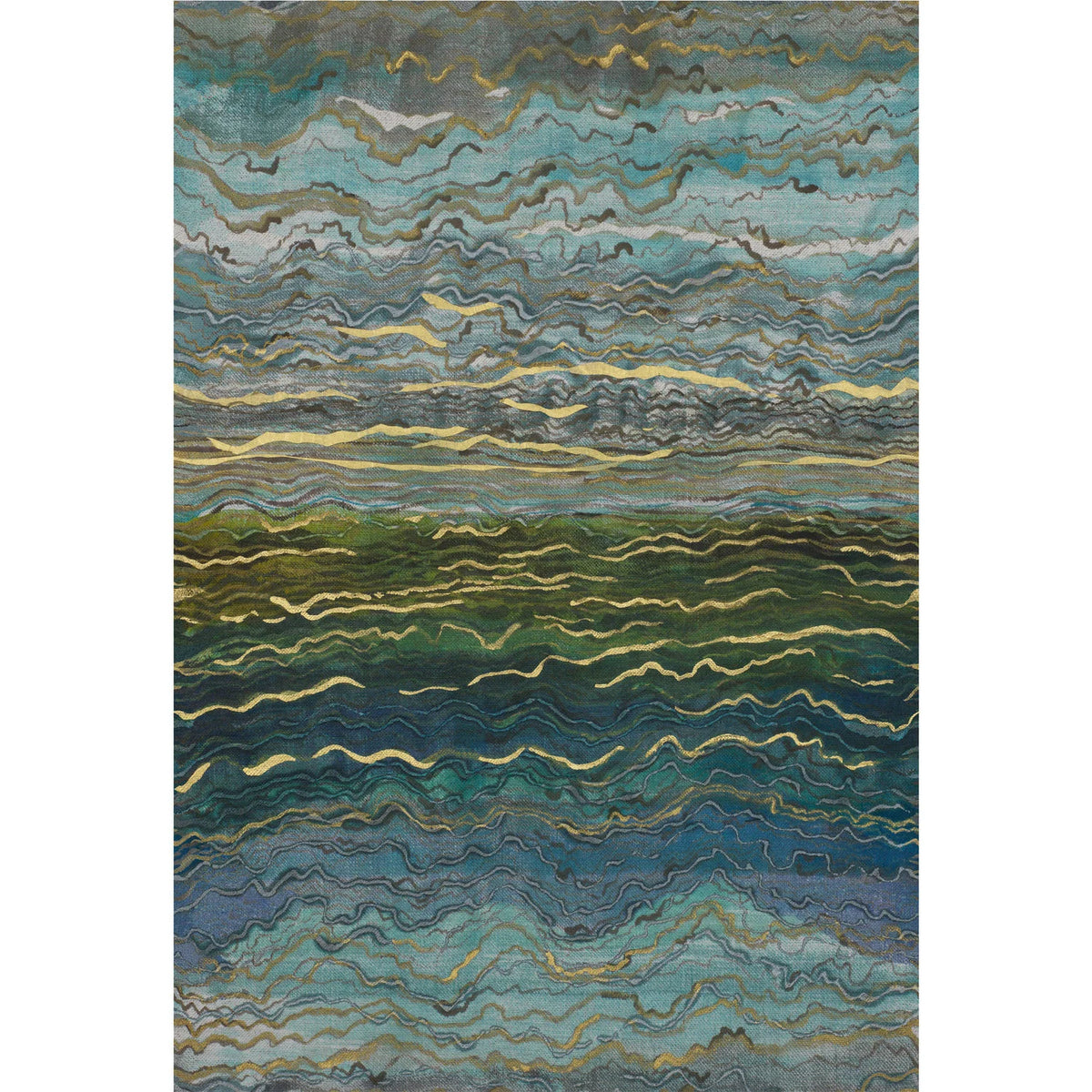 Casamance Azurite wallpanel — Bleu/Vert/Doré