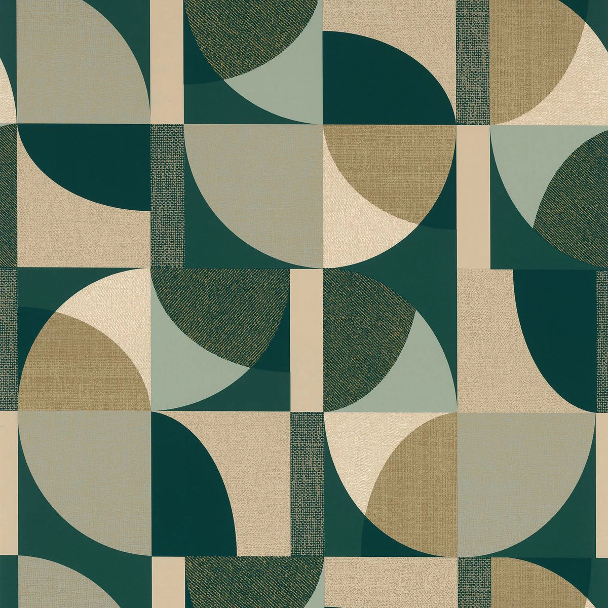 Casamance Barillet wallpaper — Émeraude/Beige