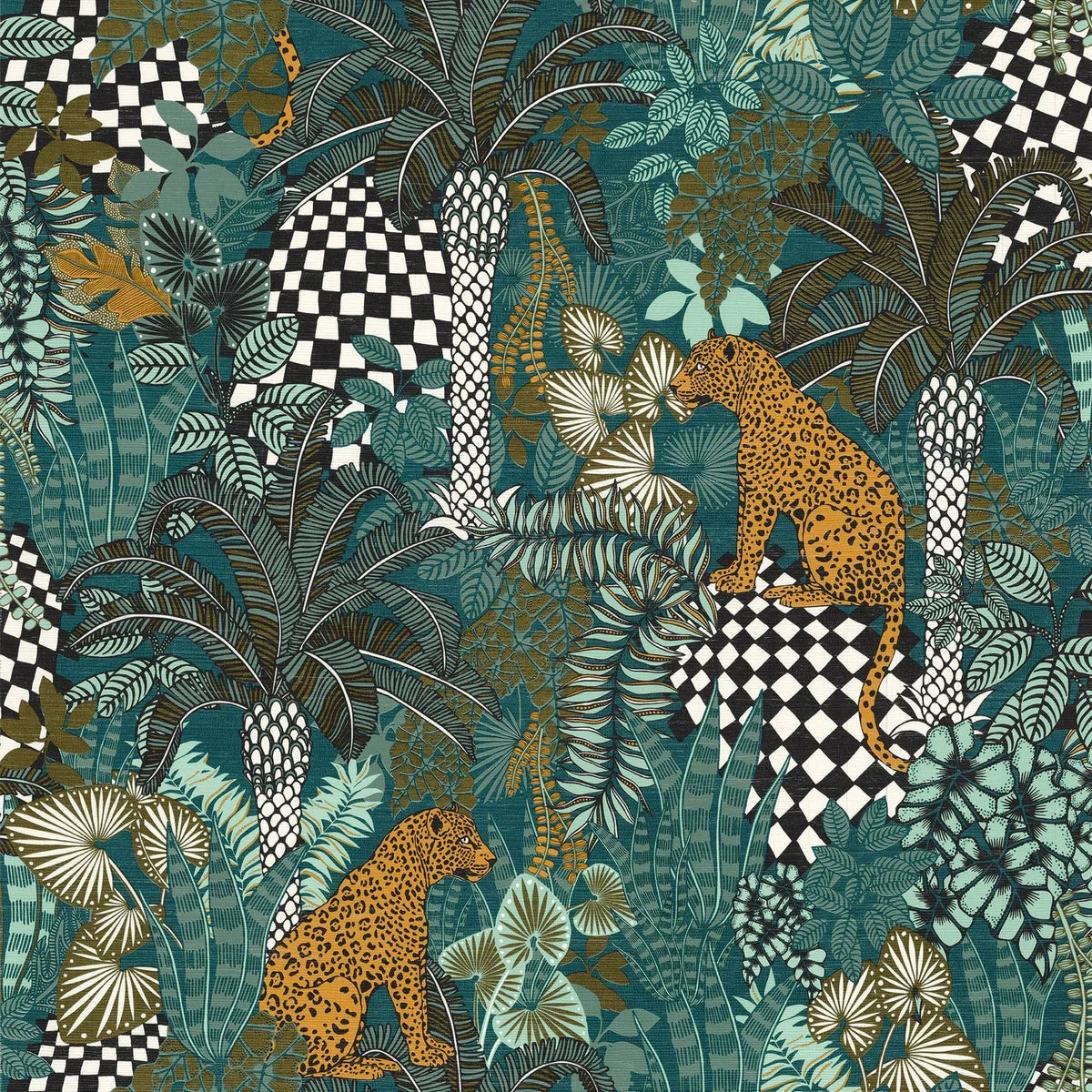 Casamance Belize wallpaper — Vert Petrole/Celadon