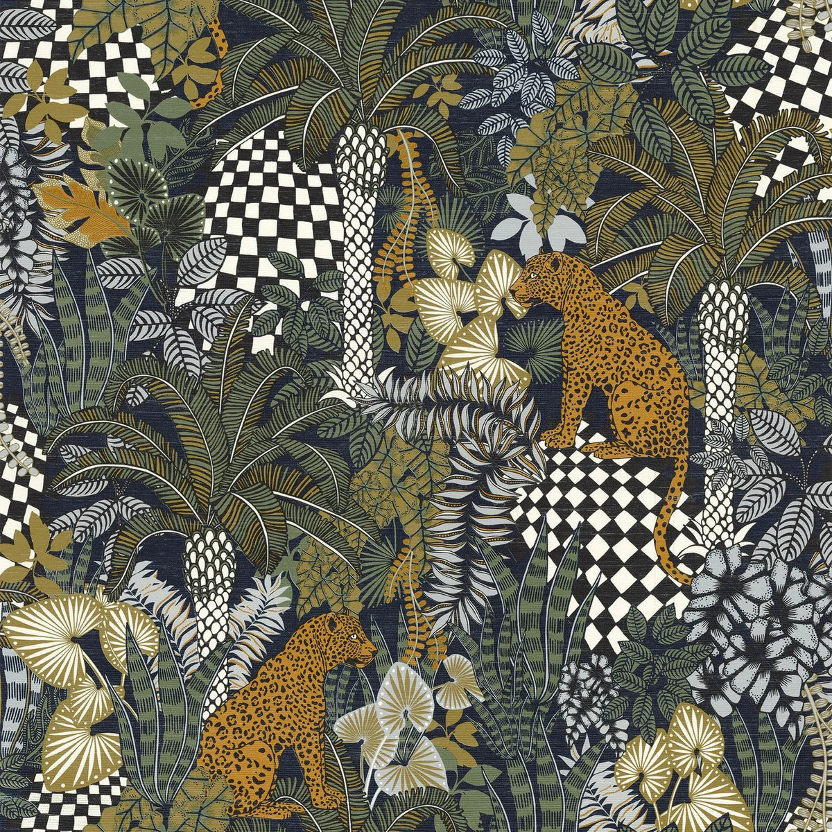 Casamance Belize wallpaper — Encre/Kaki