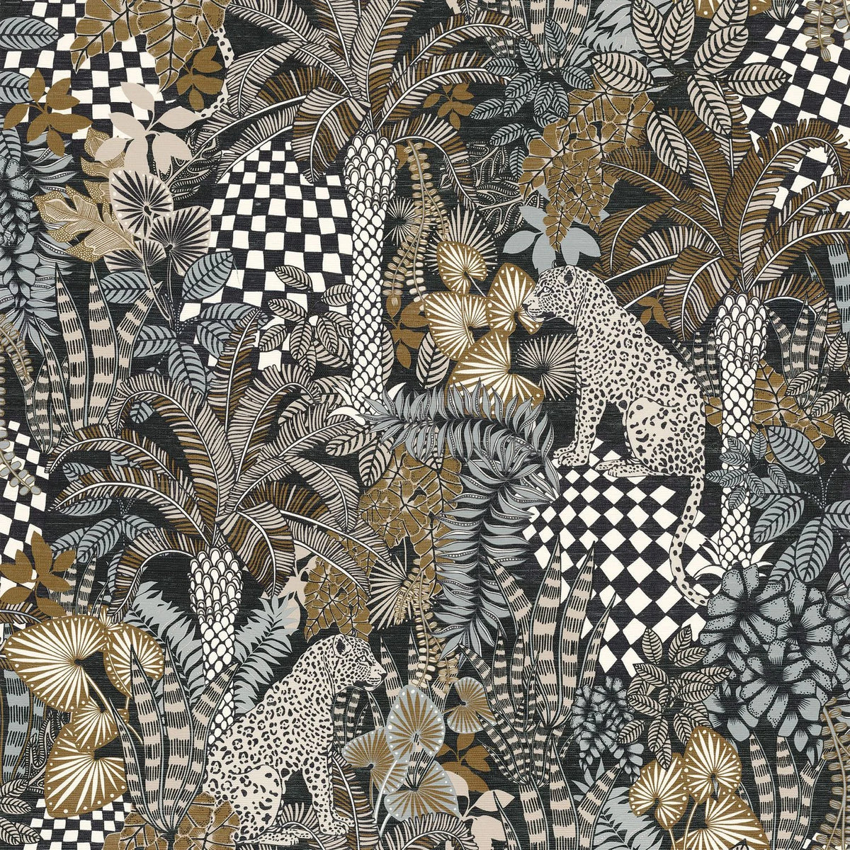 Casamance Belize wallpaper — Noir/Fauve