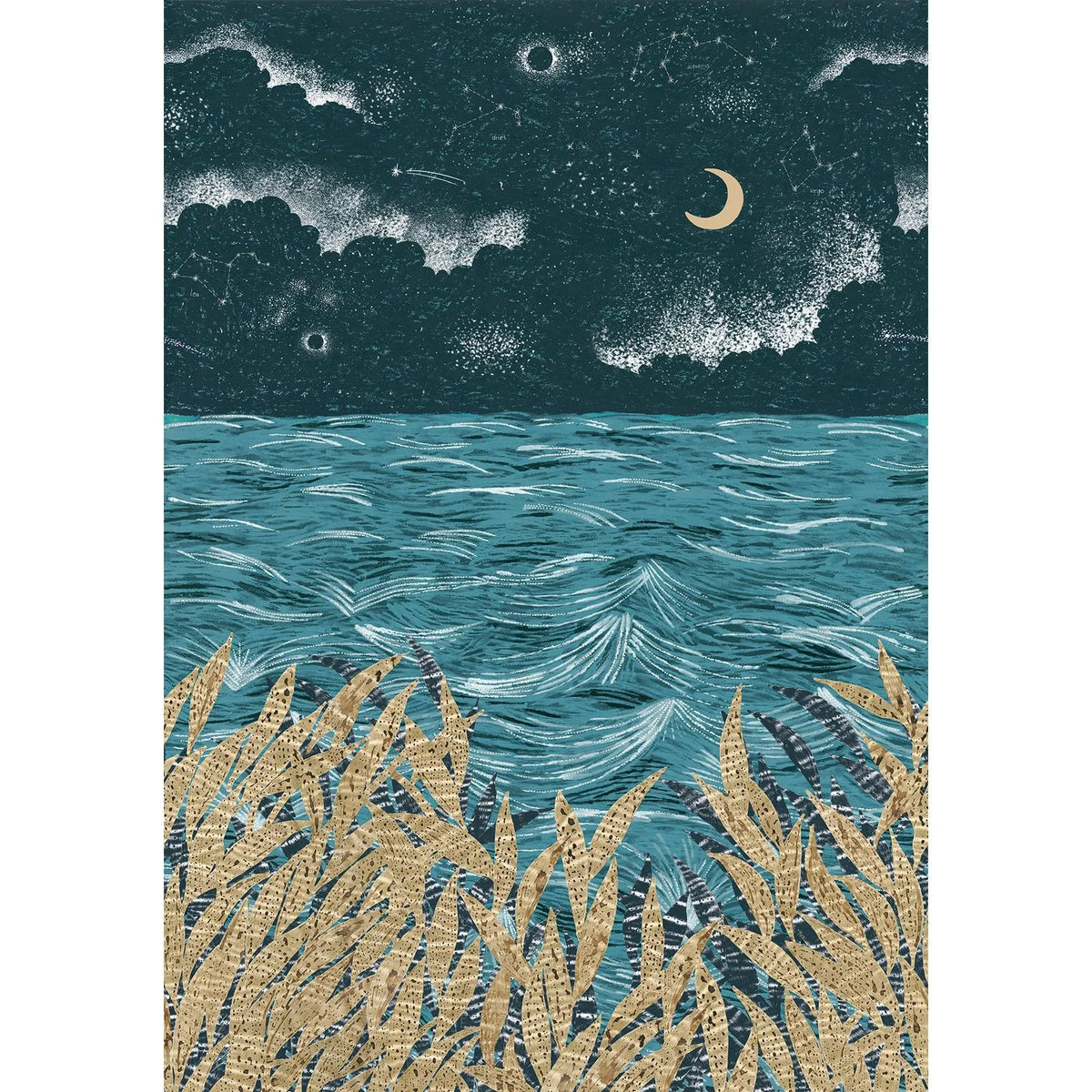 Casamance Callisto wallpanel — Marine/Dore