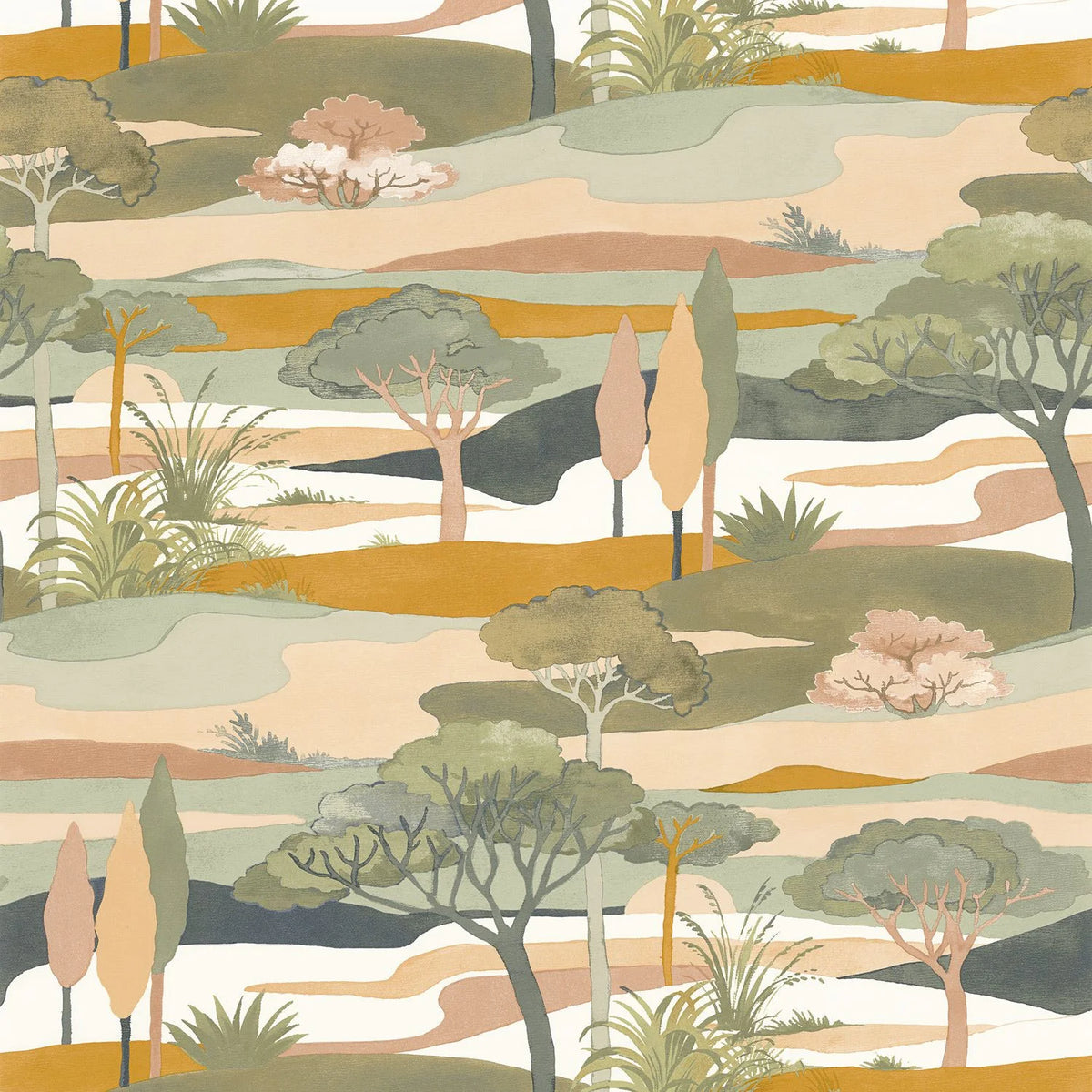 Casamance Cap Ferret wallpaper — Céladon/Ambre