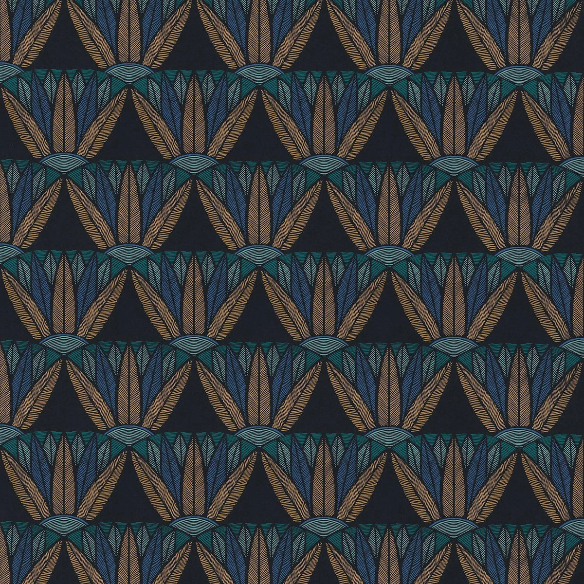 Casamance Castalia wallpaper — Noir/Topaze