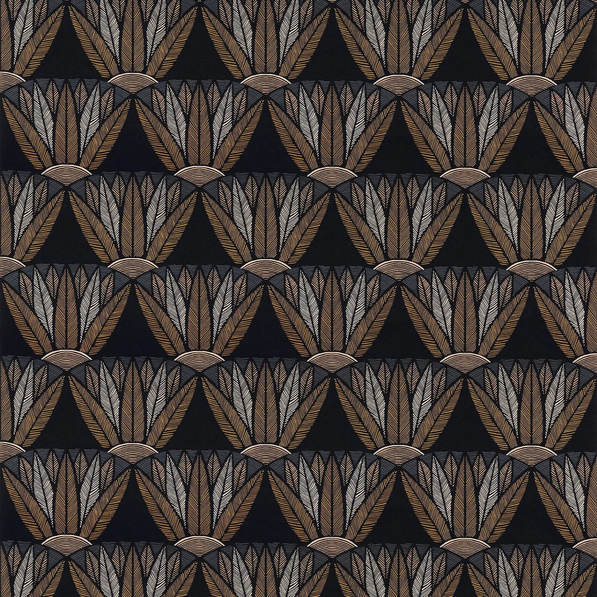 Casamance Castalia wallpaper — Noir/Mordoré
