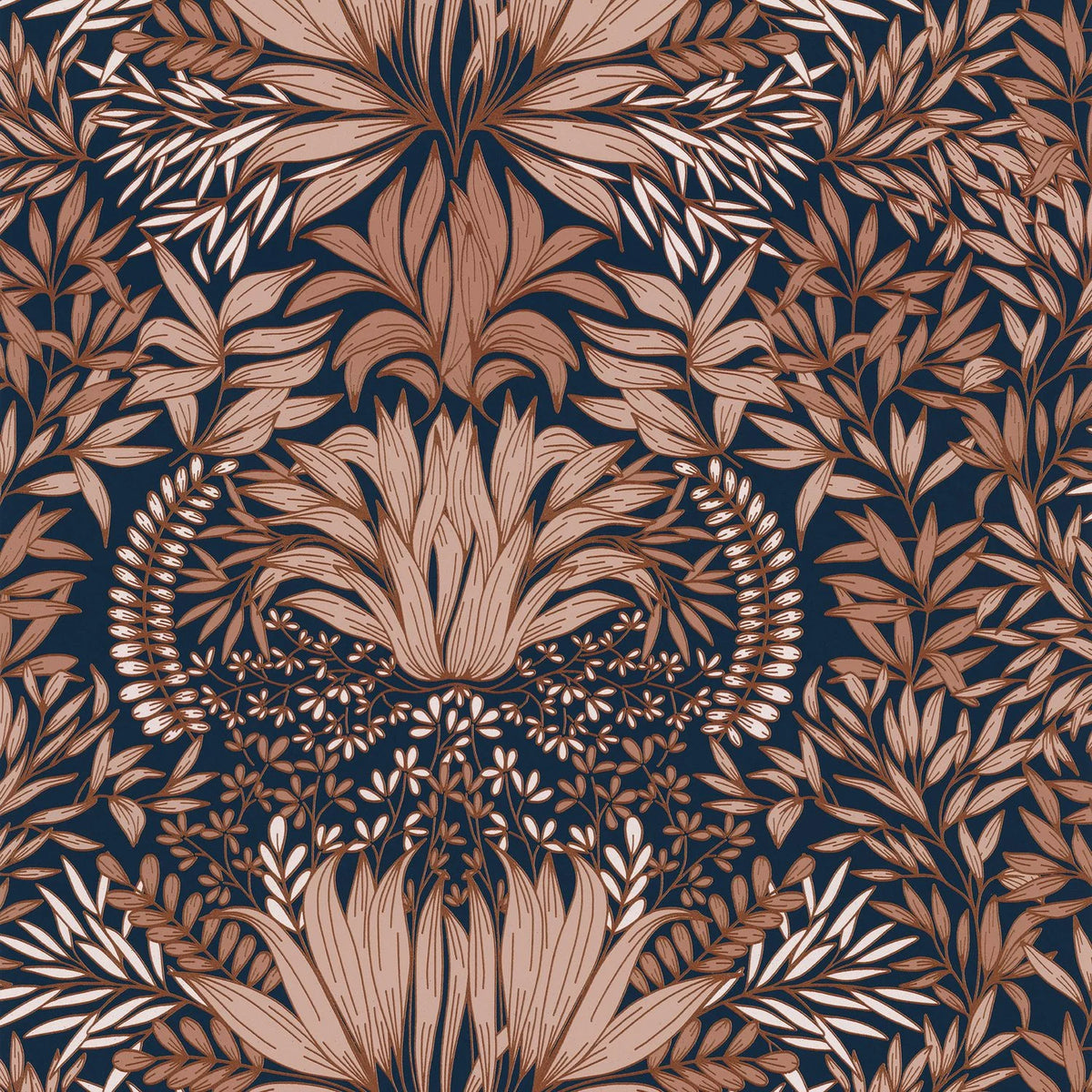 Casamance Chardon wallpaper — Bleu/Rouille