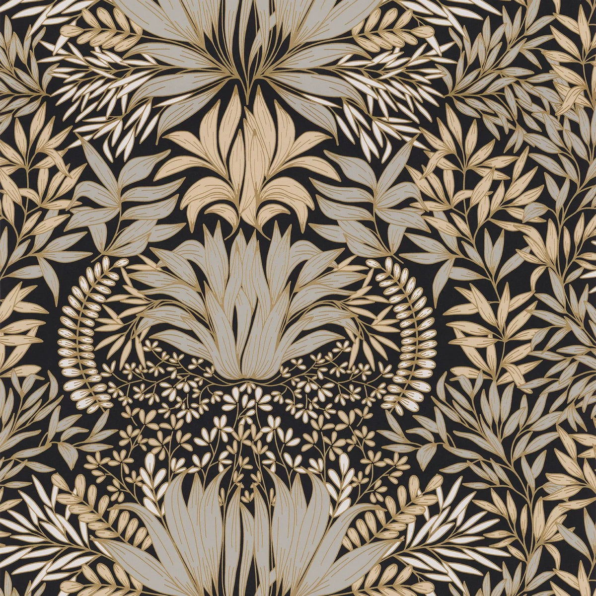 Casamance Chardon wallpaper — Noir/Doré