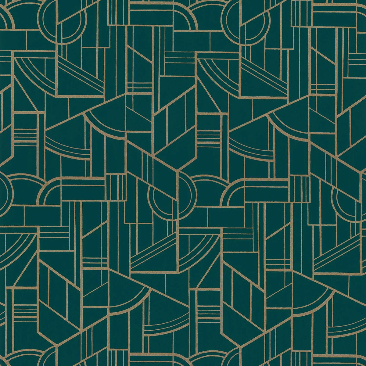 Casamance Cinétique wallpaper — Vert Canard/Doré