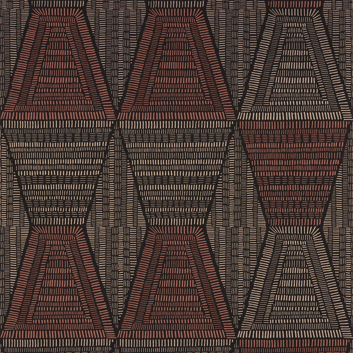 Casamance Daia wallpaper — Noir/Terracotta