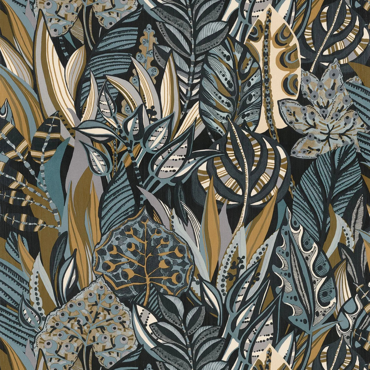 Casamance Desirade wallpaper — Marine/Kaki