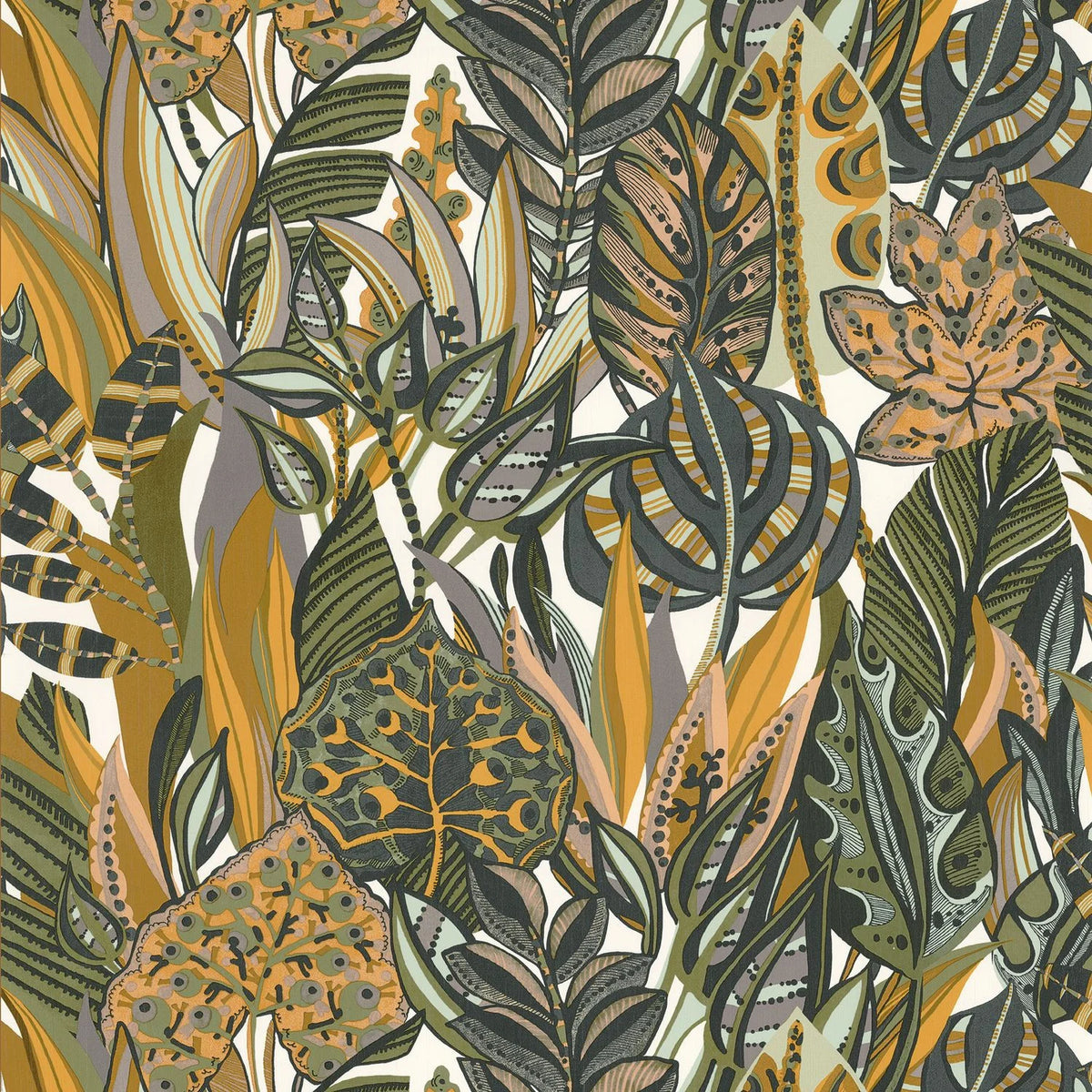 Casamance Desirade wallpaper — Blanc/Kaki