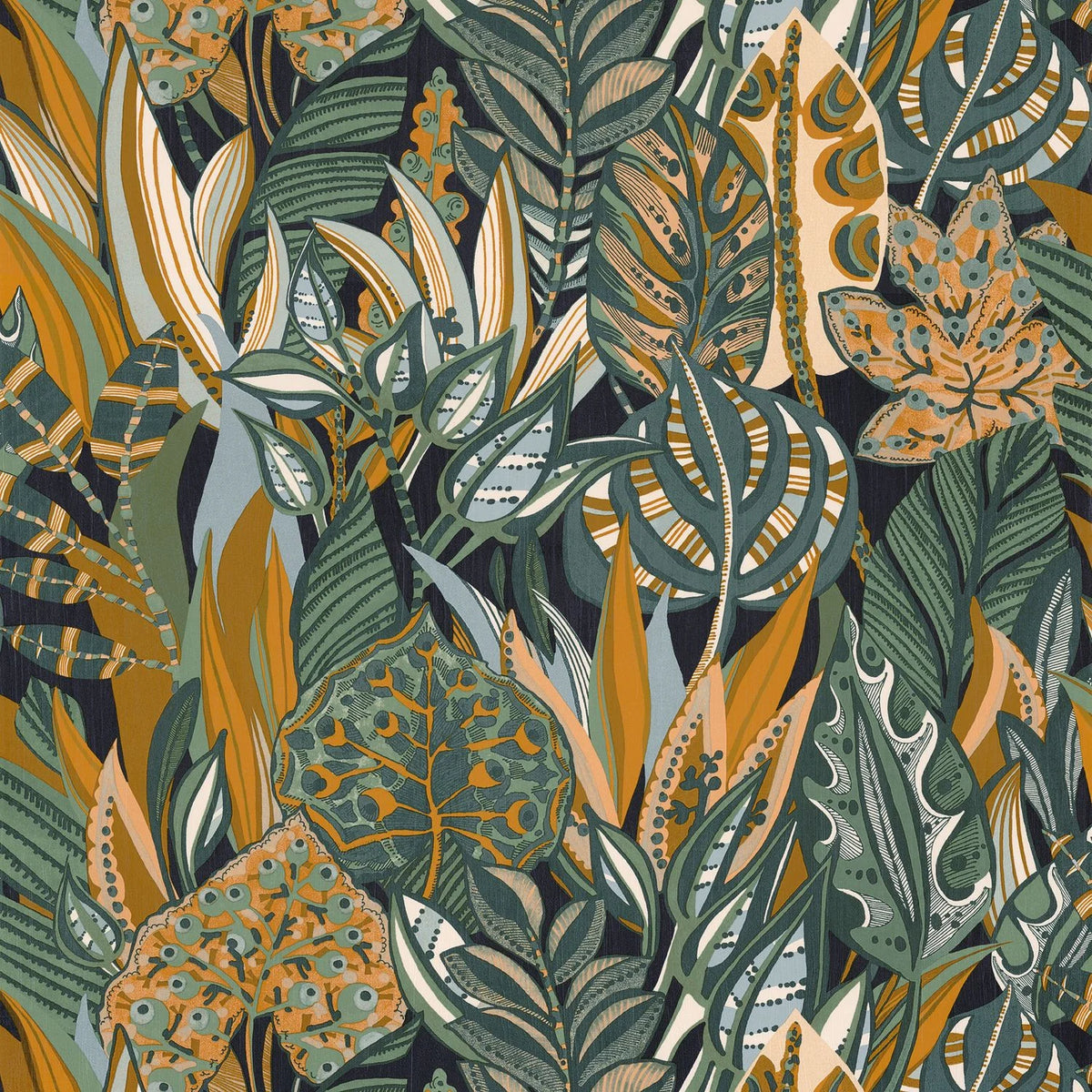 Casamance Desirade wallpaper — Encre/Emeraude