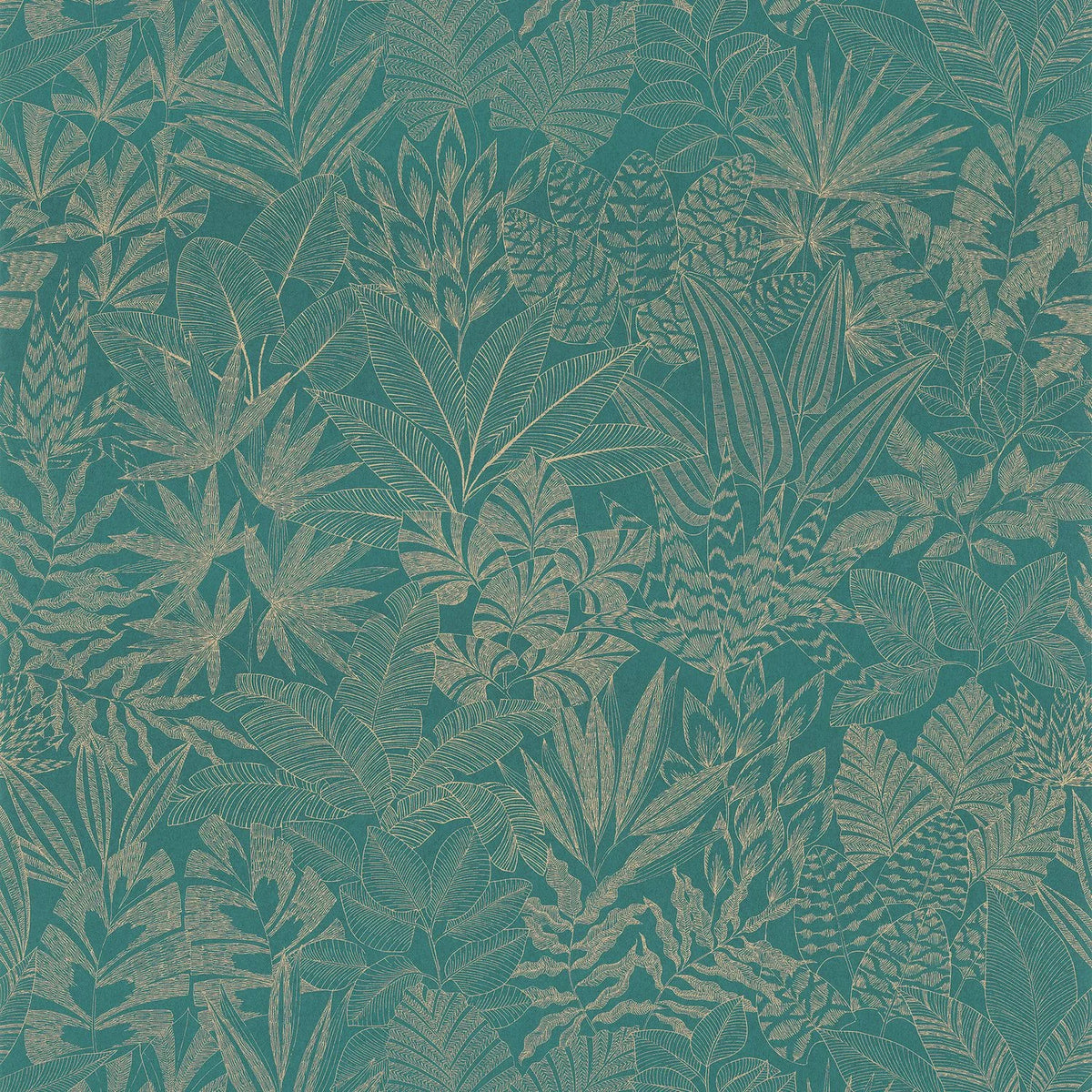 Casamance Doum wallpaper — Emeraude/Doré