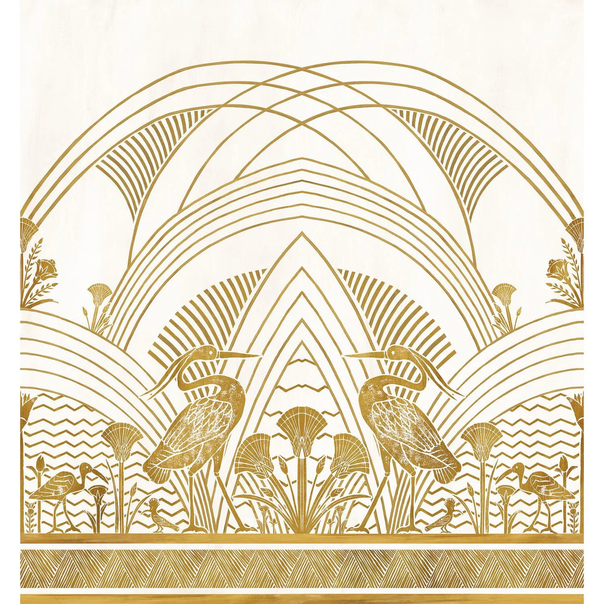 Casamance Éléphantine wallpanel — Blanc/Doré
