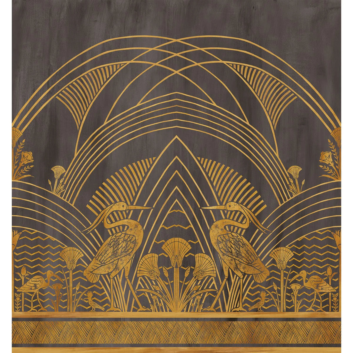 Casamance Éléphantine wallpanel — Noir/Doré