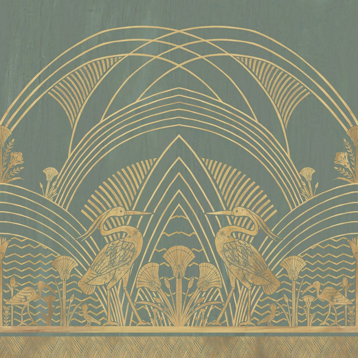 Casamance Éléphantine wallpanel — Lichen/Doré