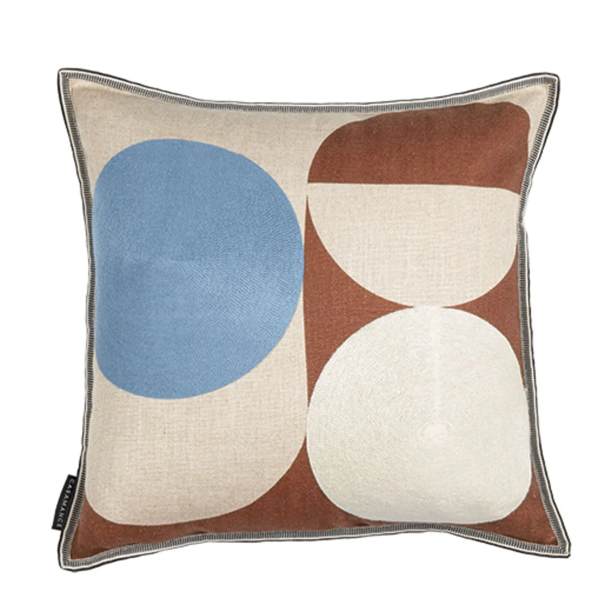 Casamance Ellipse cushion cover — Cuivre Bleu Ivoire