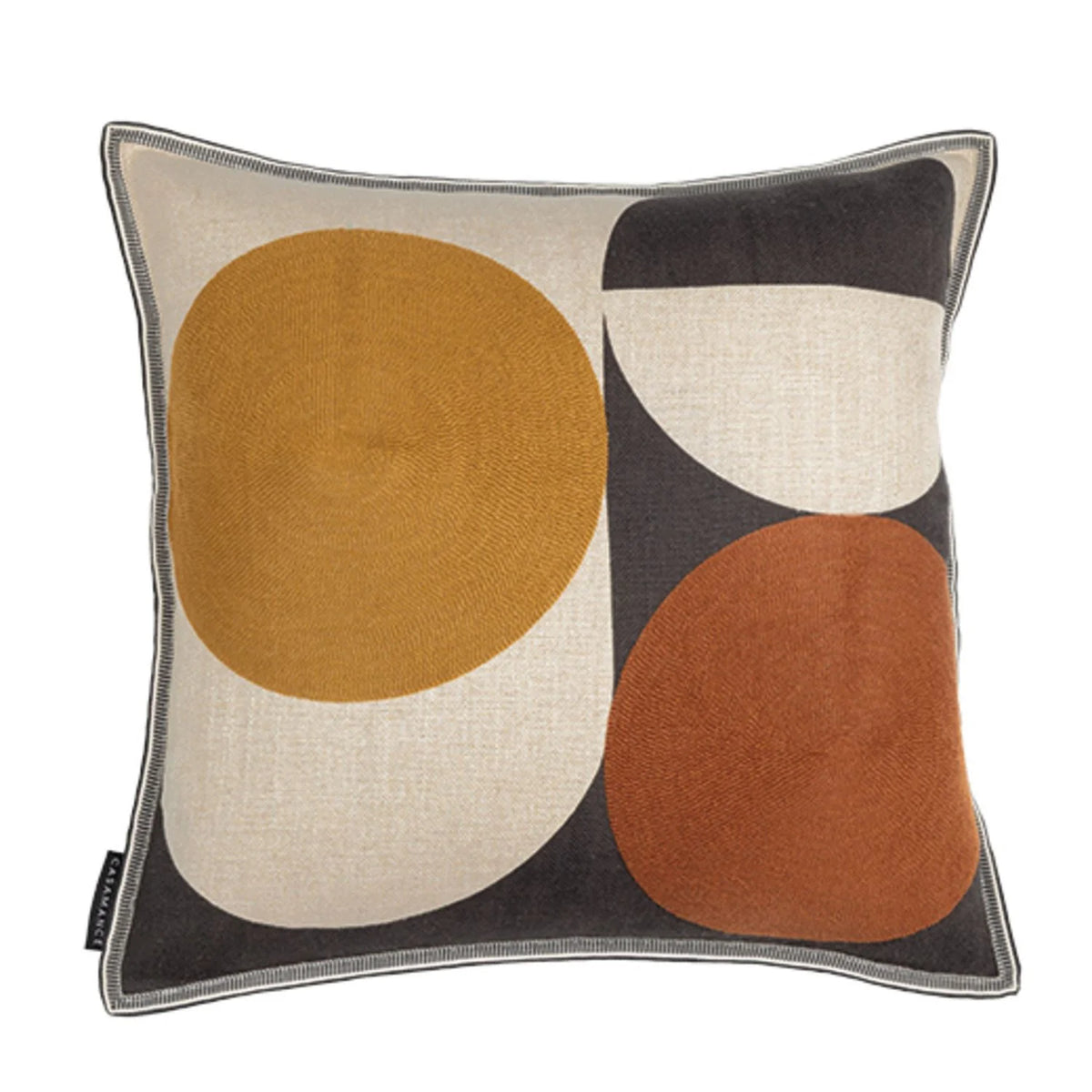 Casamance Ellipse cushion cover — Noir Ocre Cuivre