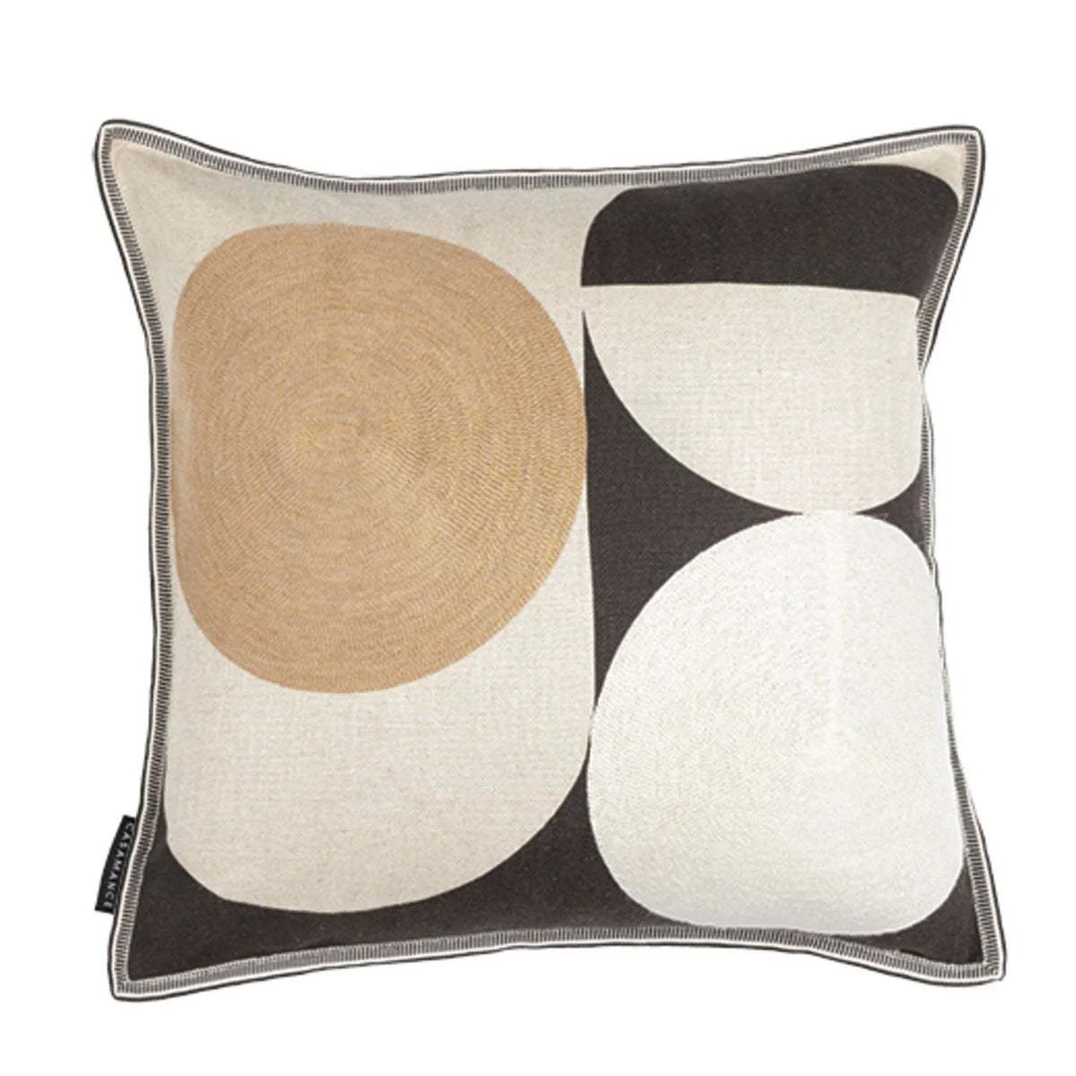 Casamance Ellipse cushion cover — Noir Naturel Ivoire