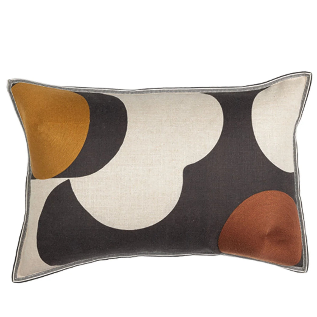 Casamance Ellipse cushion cover — Noir Ocre Cuivre
