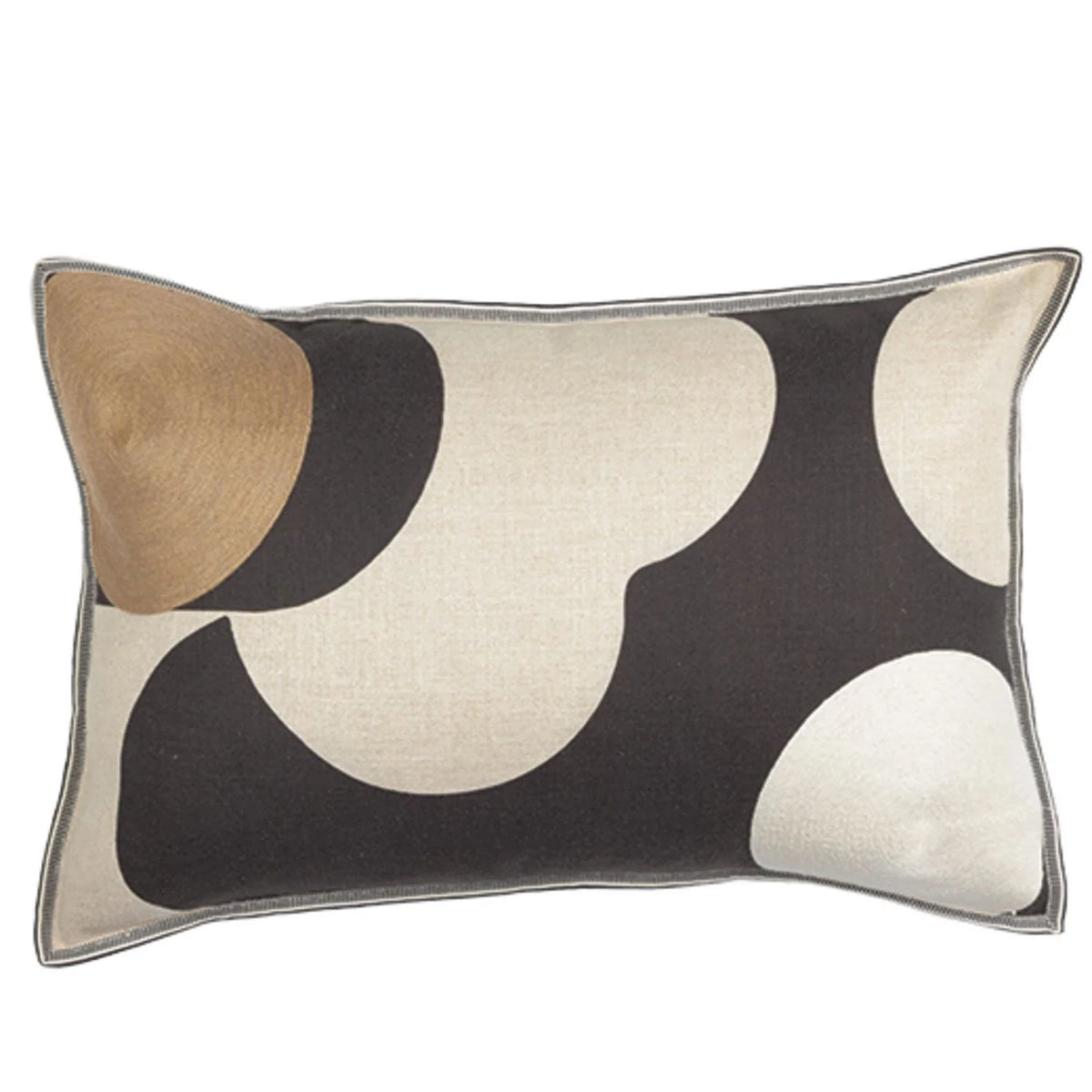 Casamance Ellipse cushion cover — Noir Naturel Ivoire