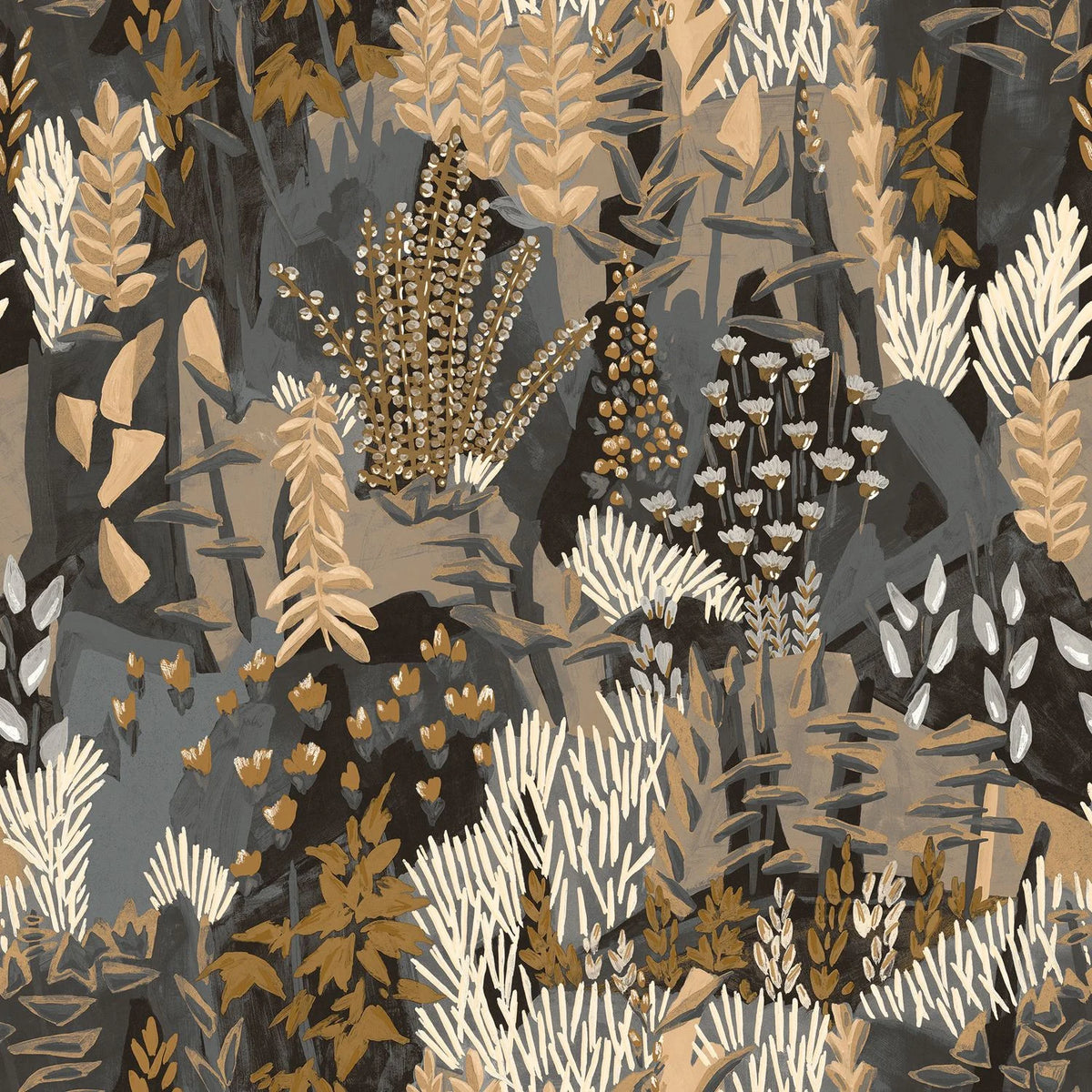 Casamance Erica wallpaper — Anthracite/Sable
