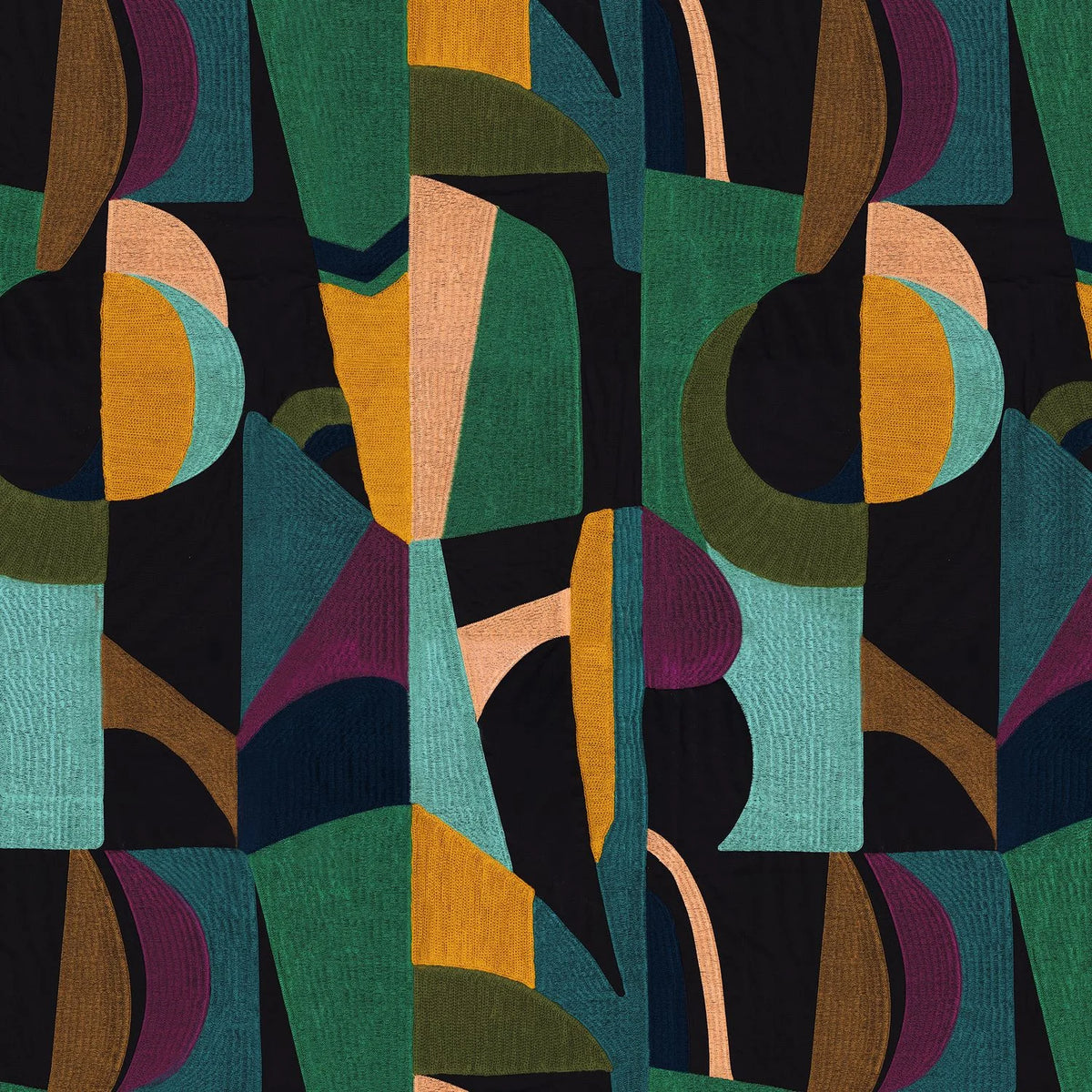 Casamance Fascination fabric — Pourpre / Pétrole