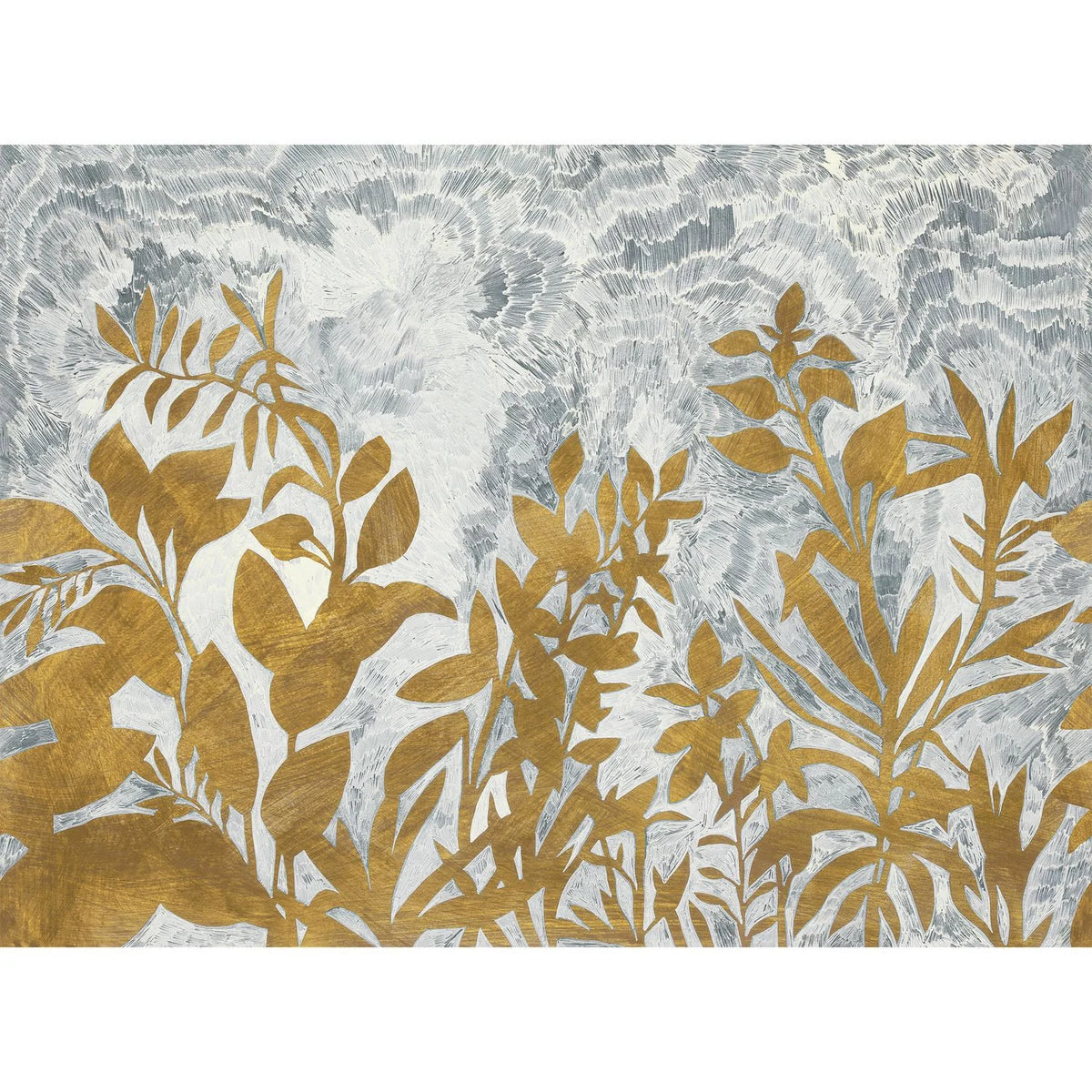 Casamance Fleur De Lune wallpanel — Gris Nuage/Doré