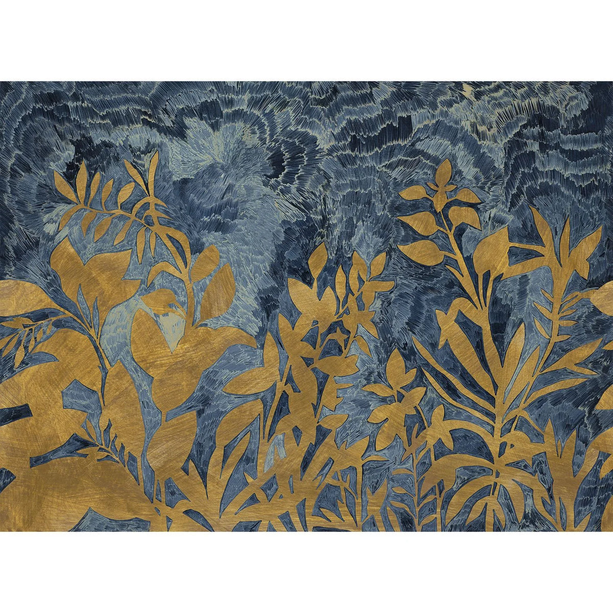 Casamance Fleur De Lune wallpanel — Marine/Doré