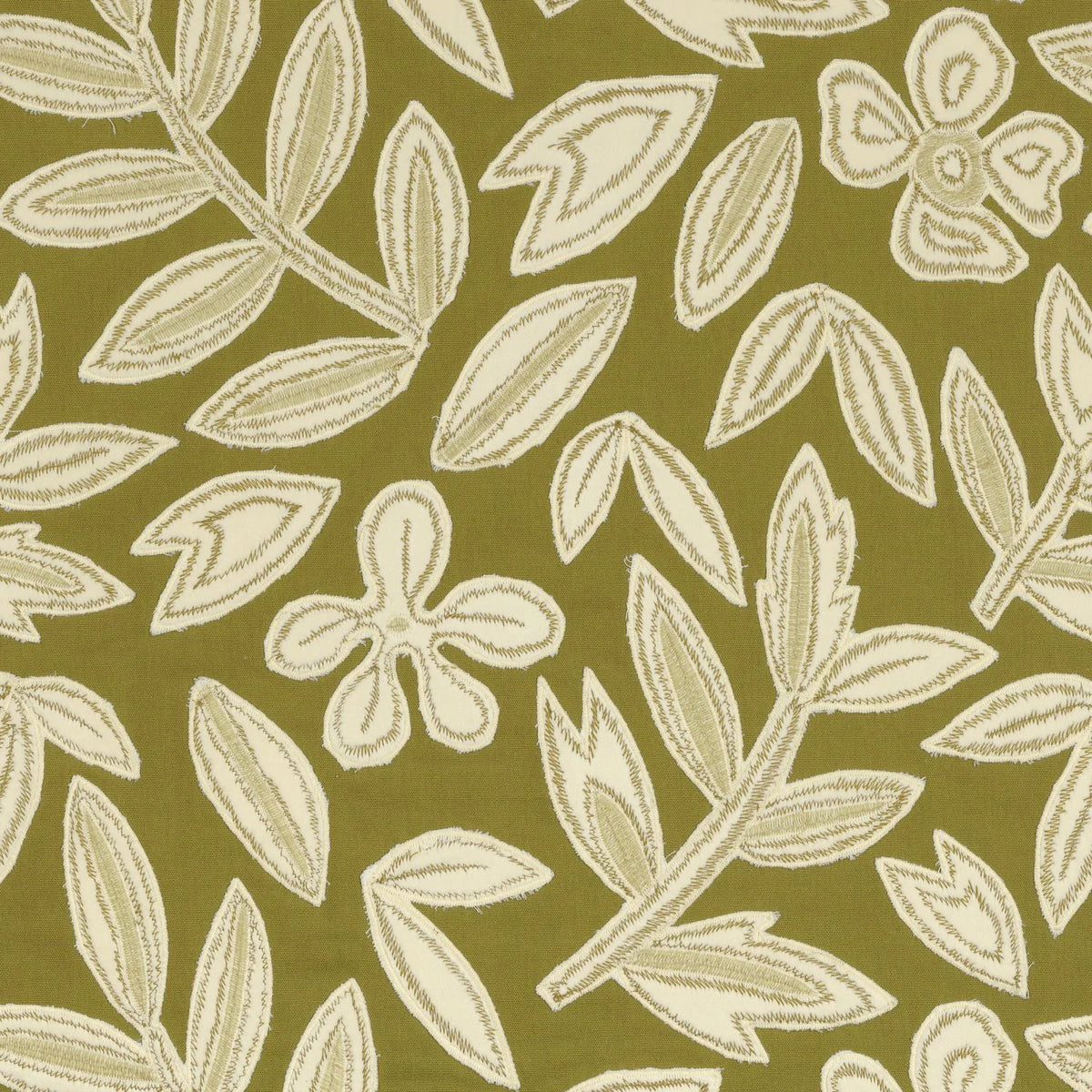 Casamance Forget Me Not fabric — Olive