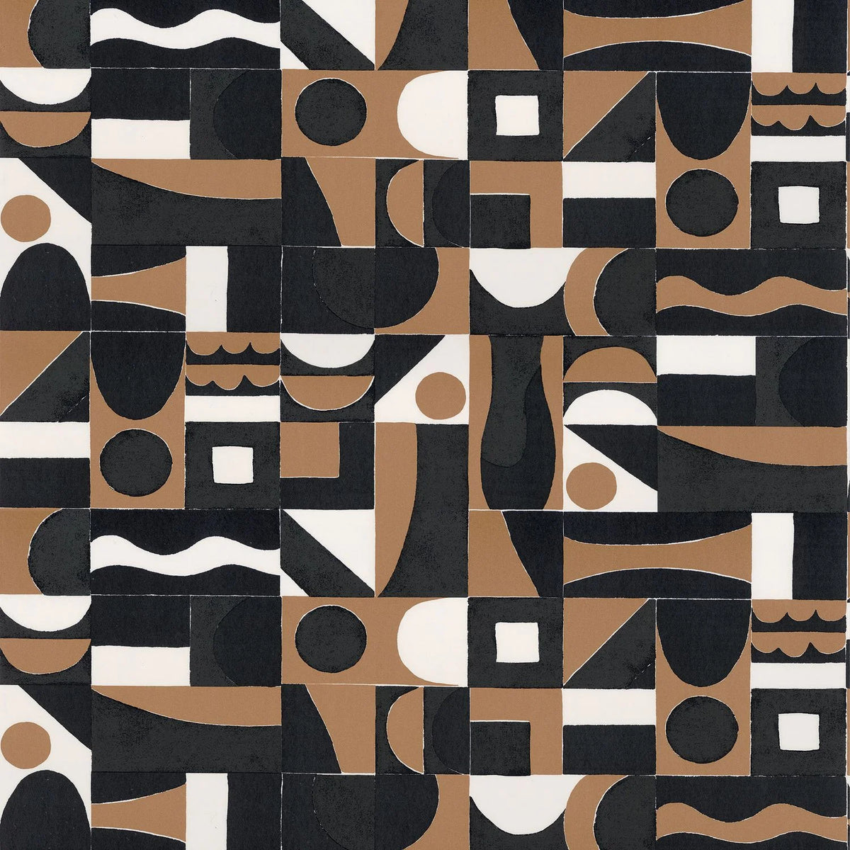 Casamance Gourna wallpaper — Noir/Mordoré