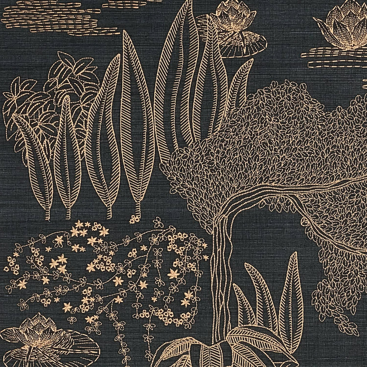 Casamance Hasu wallcovering — Noir Cuivré