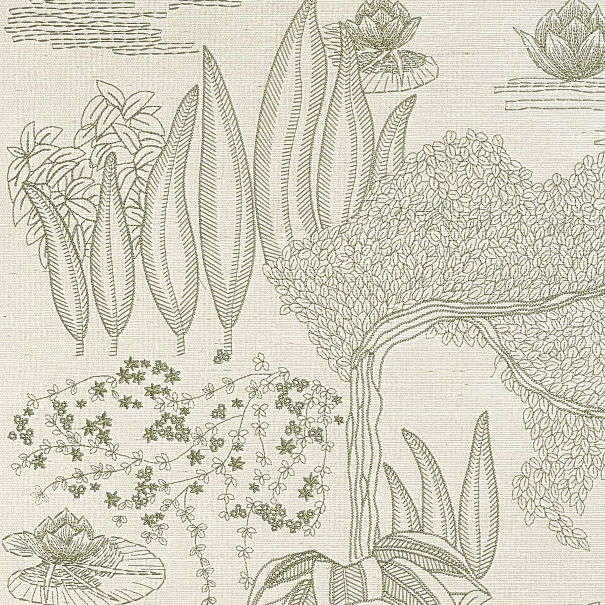 Casamance Hasu wallcovering — Ivoire Vert De Gris