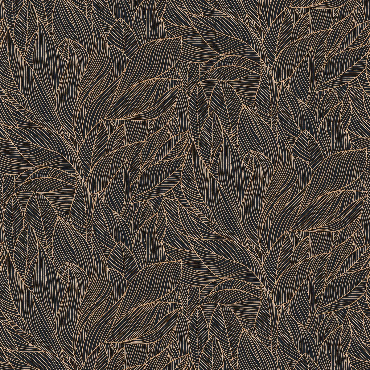 Casamance Hosta wallpaper — Noir/Doré