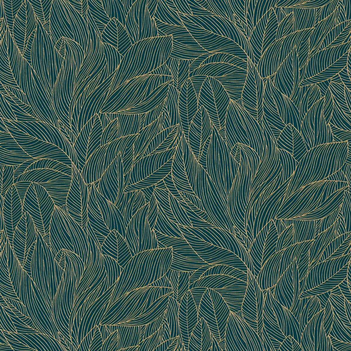 Casamance Hosta wallpaper — Marine/Doré