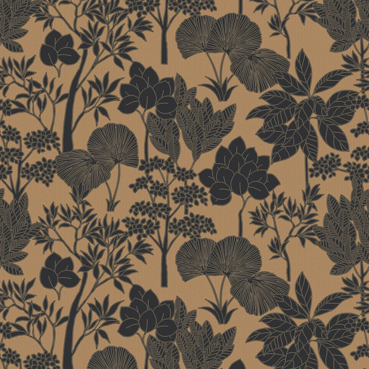 Casamance Inara wallpaper — Noir/Doré