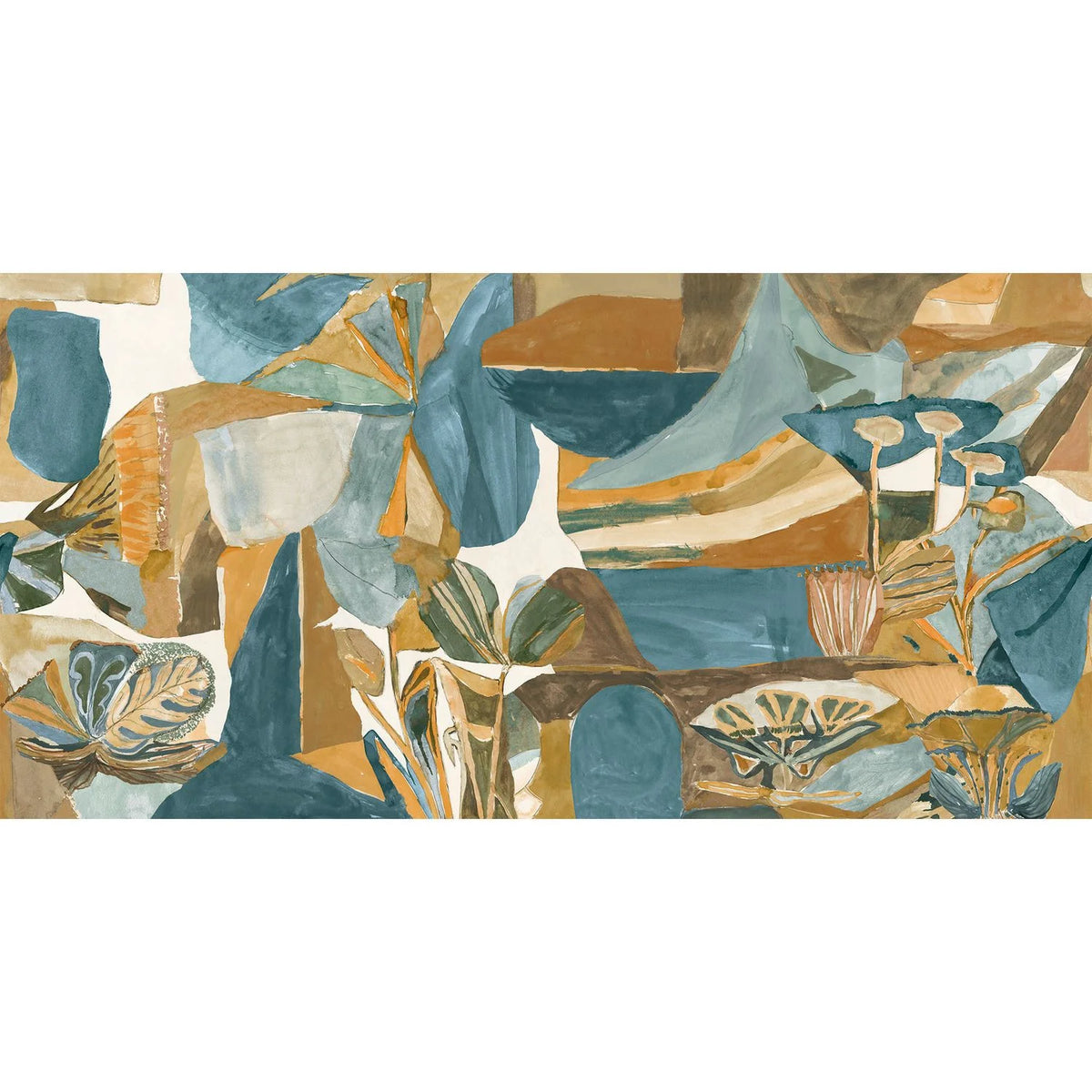 Casamance Jardin Dansé wallpanel — Bleu Persan Ambre