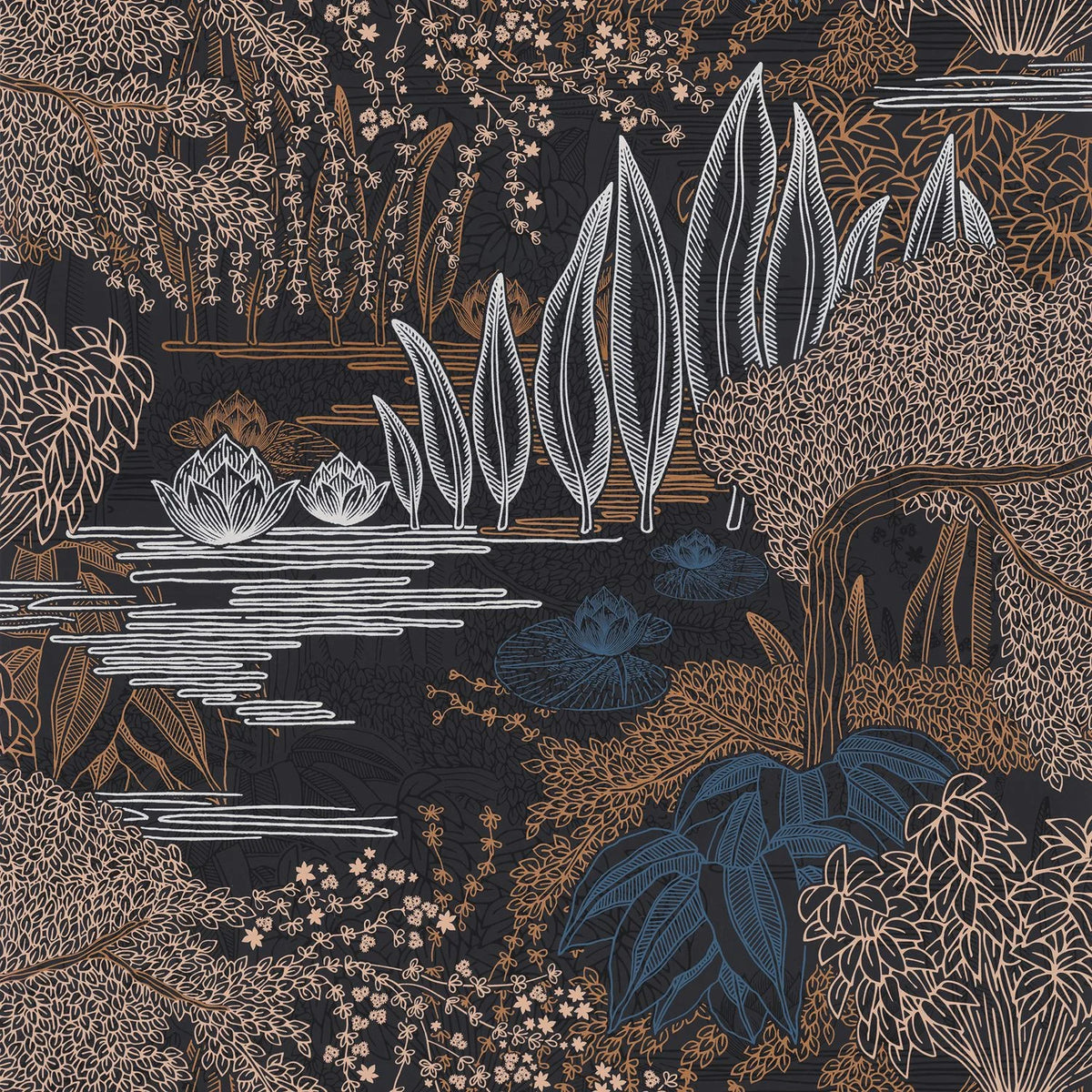 Casamance Jasmin wallpaper — Encre/Cuivre