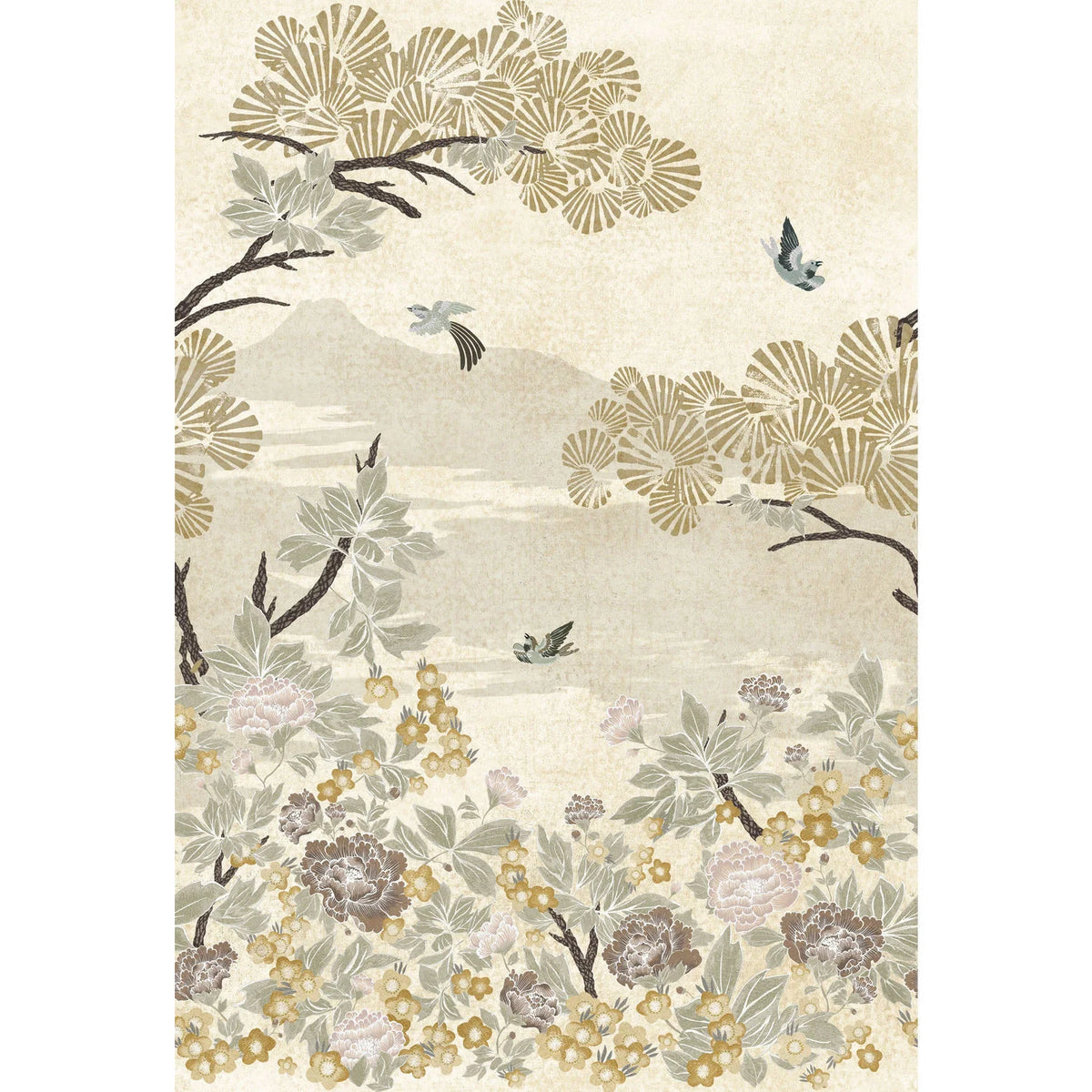 Casamance Kansai wallpanel — Blanc/Doré
