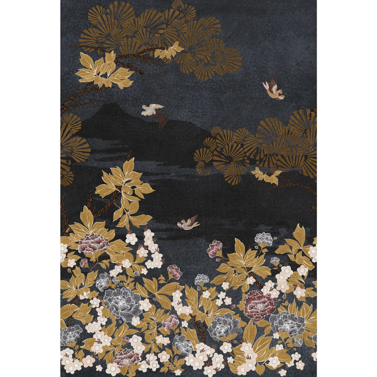 Casamance Kansai wallpanel — Bleu/Doré