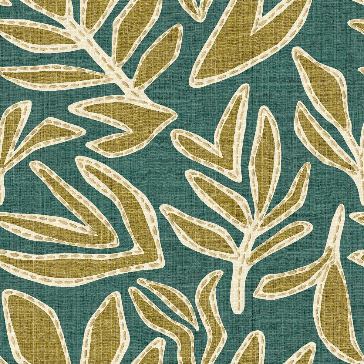 Casamance Lanzea wallpaper — Emeraude/Olive