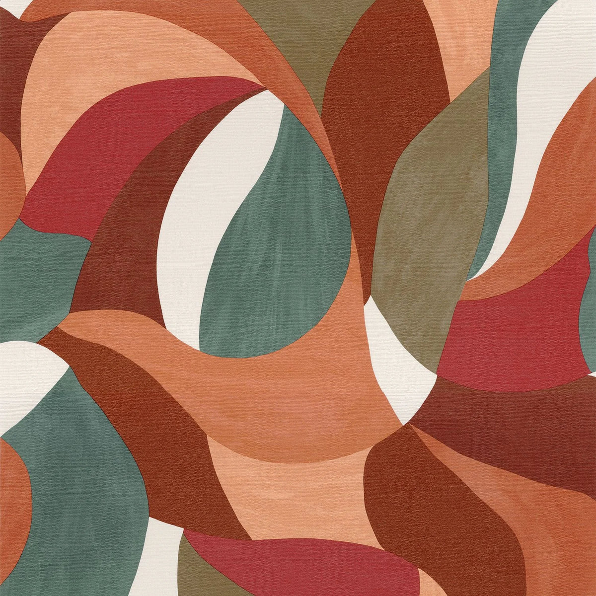 Casamance Mandorla wallpaper — Orange Brulée/Vert Impérial