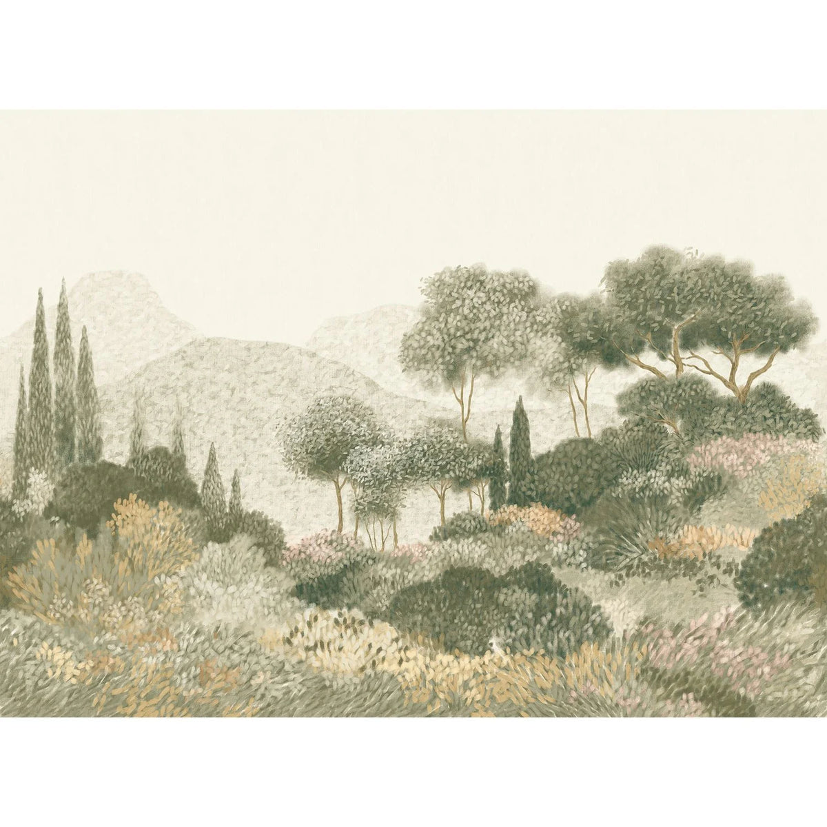 Casamance Maquis Corse wallpanel — Kaki/Poudré